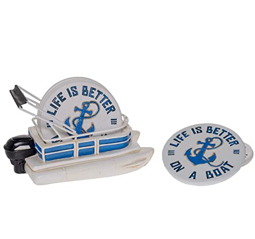 Life is Better on a Boat White Coasters