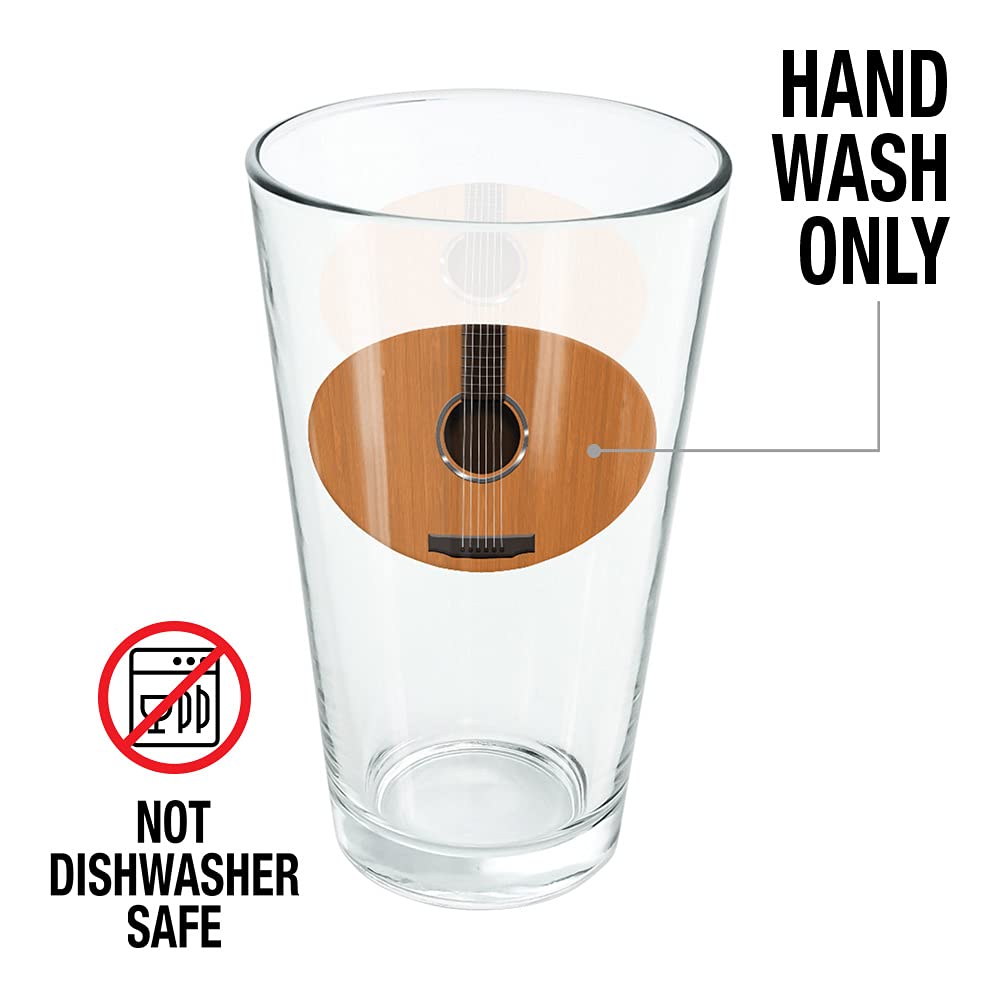 LOGOVISION 16 oz Acoustic Guitar Strings Pint Glass - Tempered Glass with Printed Design - Perfect Gift for Music Fans - Ideal for Cold Beer, Soda, Water - Great for Parties, Concerts & Home Bars