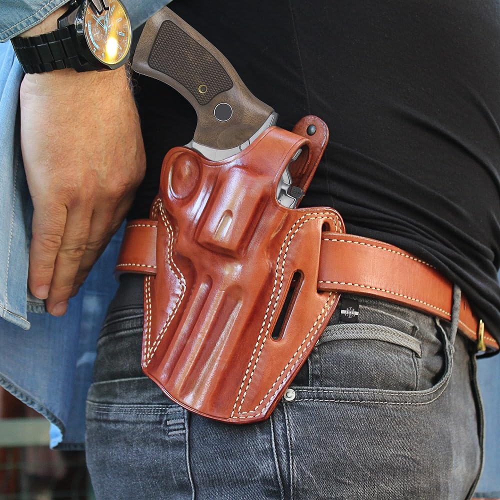 Premium Leather OWB Pancake Holster with Thumb Break - Fits Ruger GP-100 .357 Magnum 4.2
