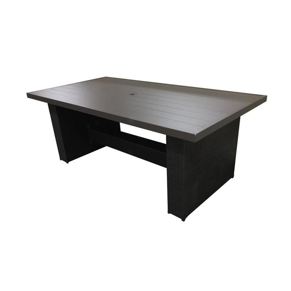 TK Classics BELLE-DTREC-KIT-4C1B-C-BLACK 5-Piece Outdoor Patio Dining Set - Black Wicker Rectangular Table with 4 Chairs & 1 Bench - Perfect for Garden, Backyard, Poolside & Terrace Dining