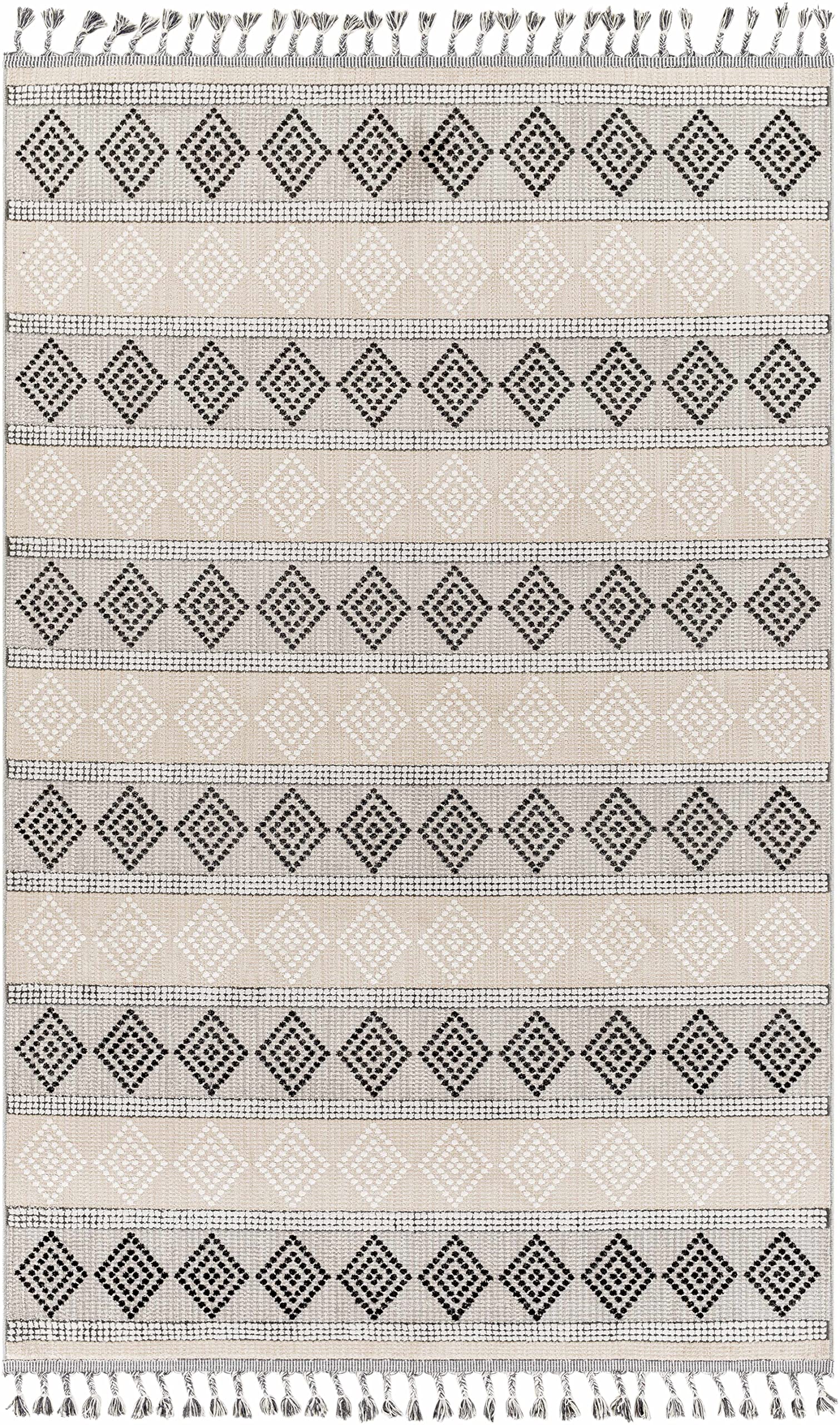Hauteloom Arij Modern Area Rug for Living Room & Bedroom - Soft Gray & Black - 3'11