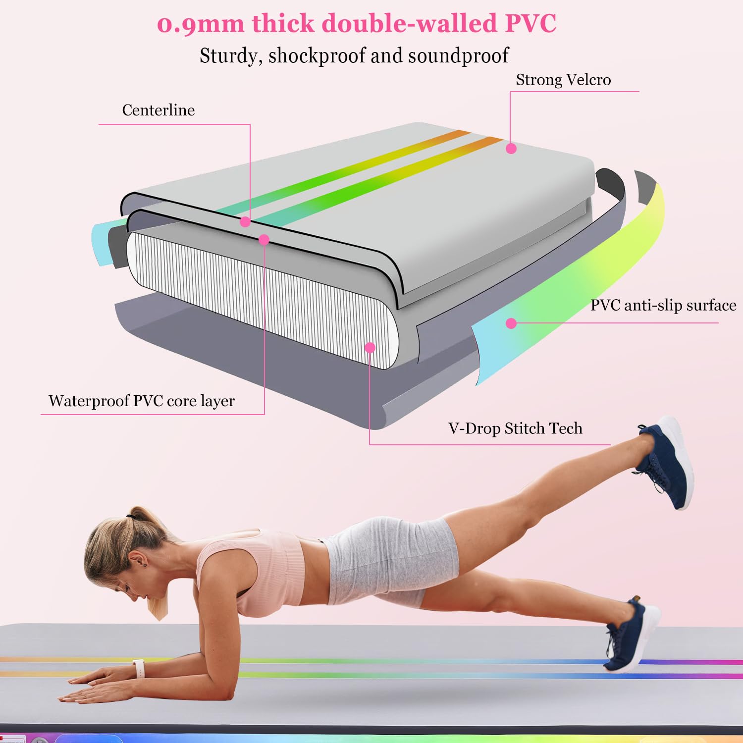 **10ft Inflatable Air Gymnastics Mat - 4 Inches Thick Tumbling Mat with Electric Air Pump for Home, Gym, Cheerleading, Beach & Outdoor Exercise | Perfect for Gymnastics Training, Tumbling Practice & Kids Play**