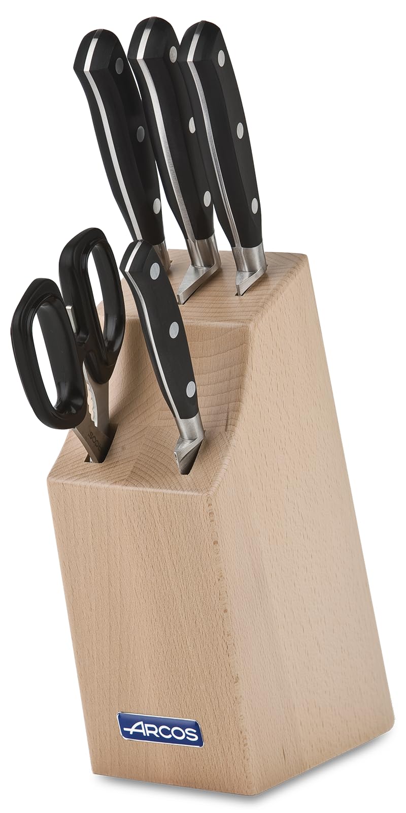 **ARCOS 5-Piece Professional Knife Set - Nitrum Stainless Steel Blades, Ergonomic POM Handle - Perfect for Chefs & Home Cooking - Black Riviera Series**    *(Ideal for slicing, dicing, chopping meats, vegetables, and fruits in professional kitchens or home use)*