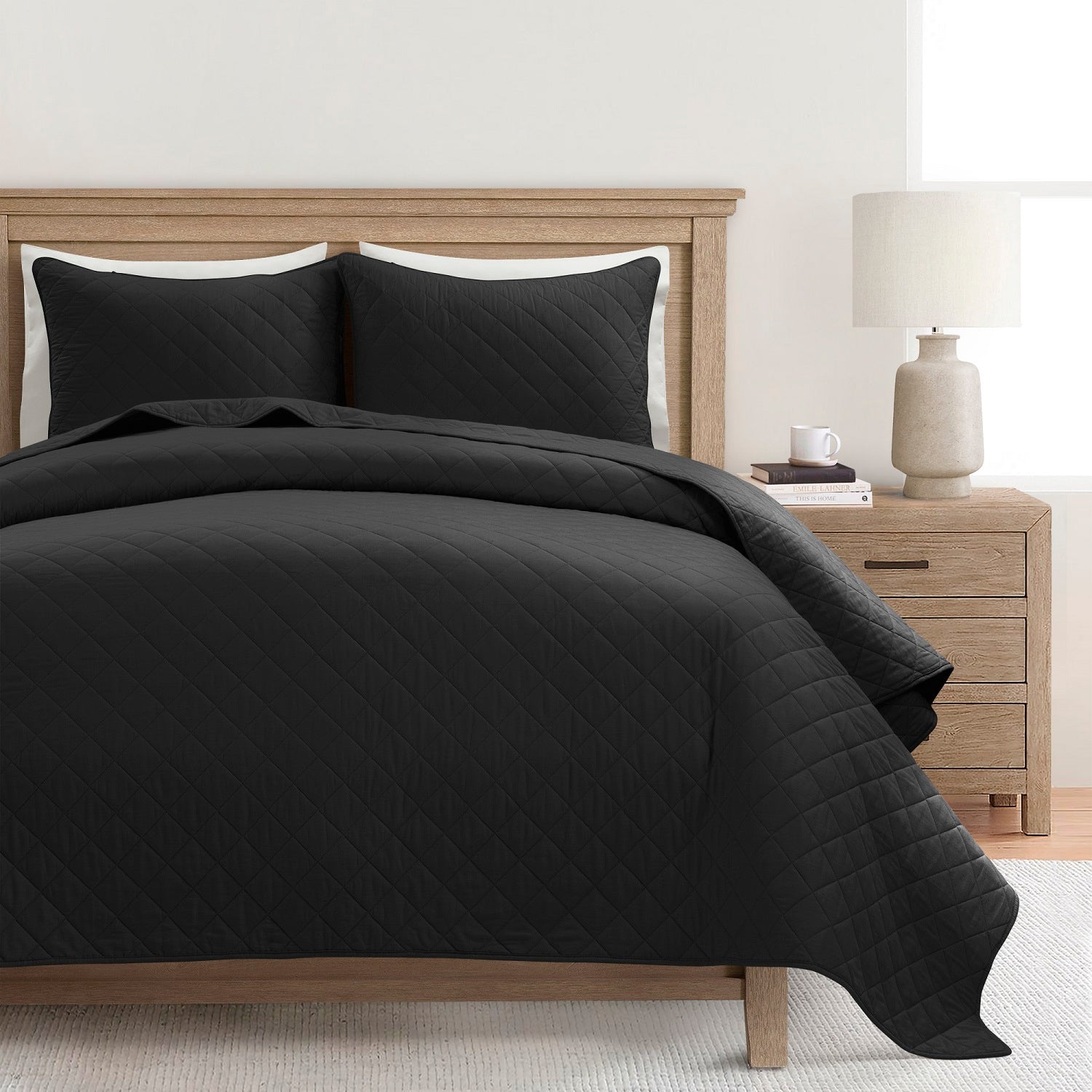 Ava Diamond Oversized Cotton Quilt Set - King Size Bedding with Soft Breathable Fabric for All Seasons | Perfect for Master Bedroom, Guest Room & Cozy Home Decor