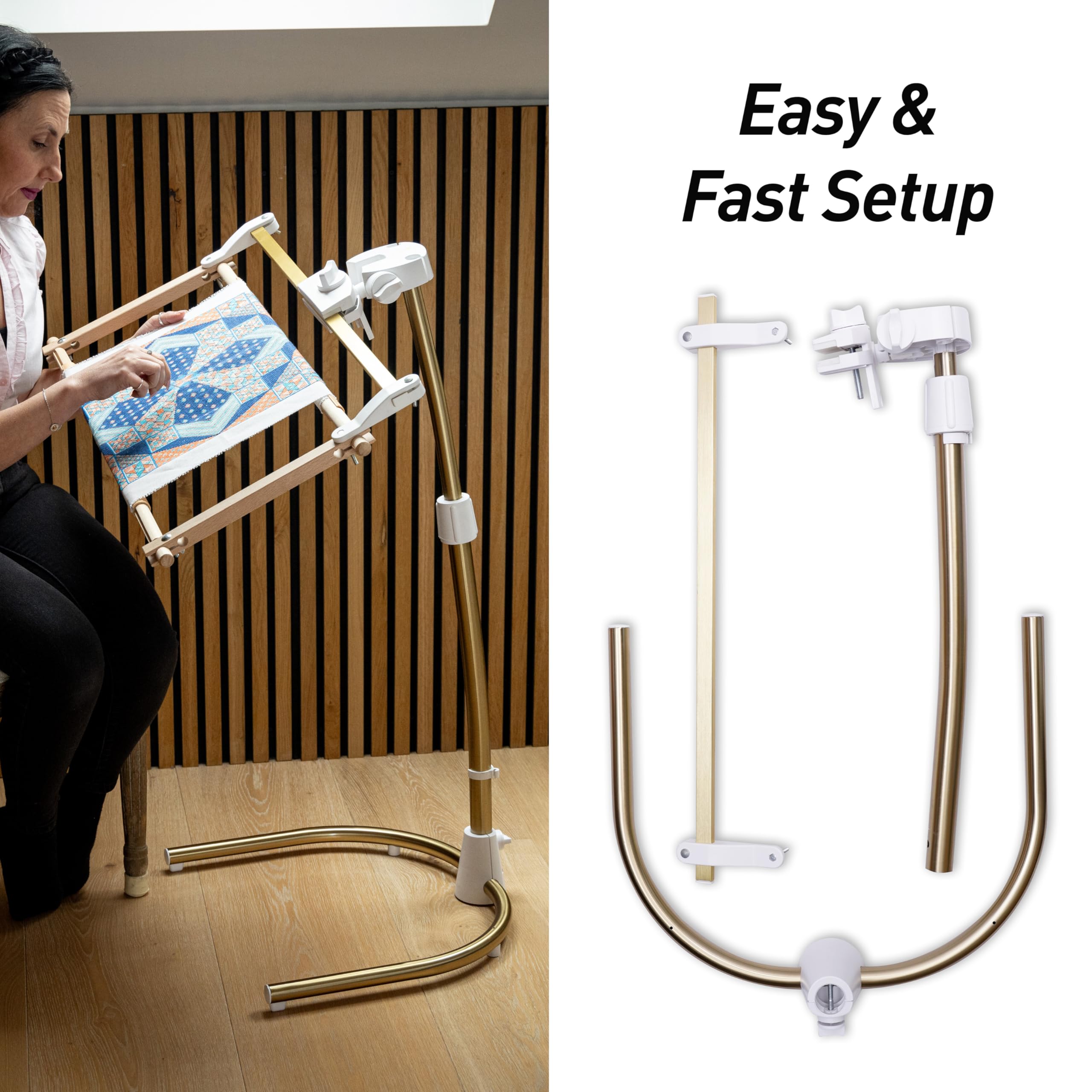 Daylight Company Stitchsmart Stand - Adjustable Embroidery Hoop Stand with 360° Rotation | Hands-Free Cross Stitch & Needlework Holder for Art, Craft & Sewing Projects | Perfect for Embroidery, Quilting & DIY Home Decor (White)