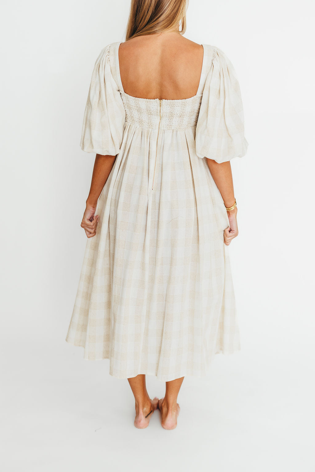 Harlow Maxi Dress in Natural Plaid - Bump Friendly Maternity Dress (Sizes S-3XL) for Pregnancy, Nursing & Everyday Comfort
