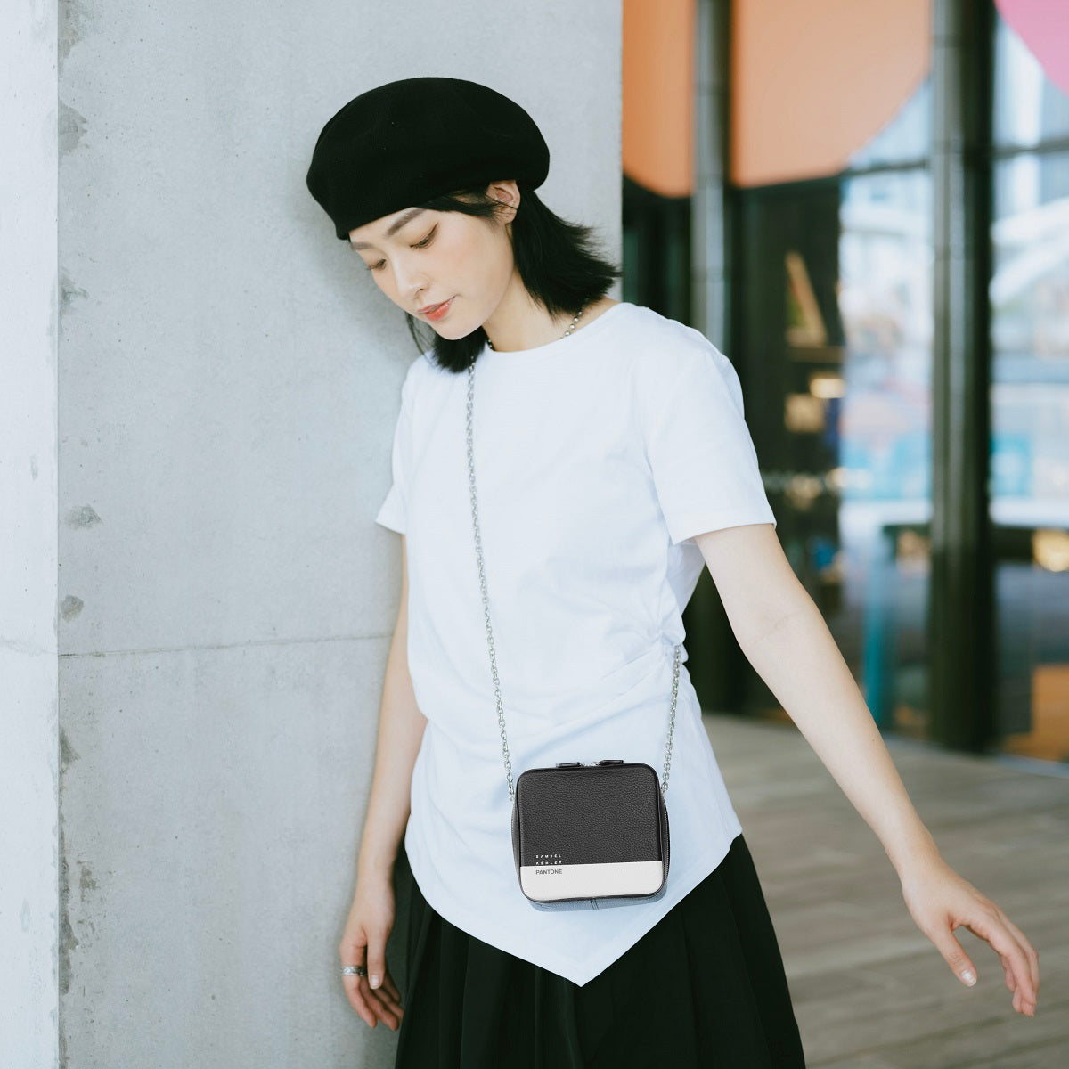 Samuel Ashley x Pantone Leather Square Bag - Stylish Crossbody Purse for Women, Fashionable Designer Handbag for Work, Travel & Everyday Use