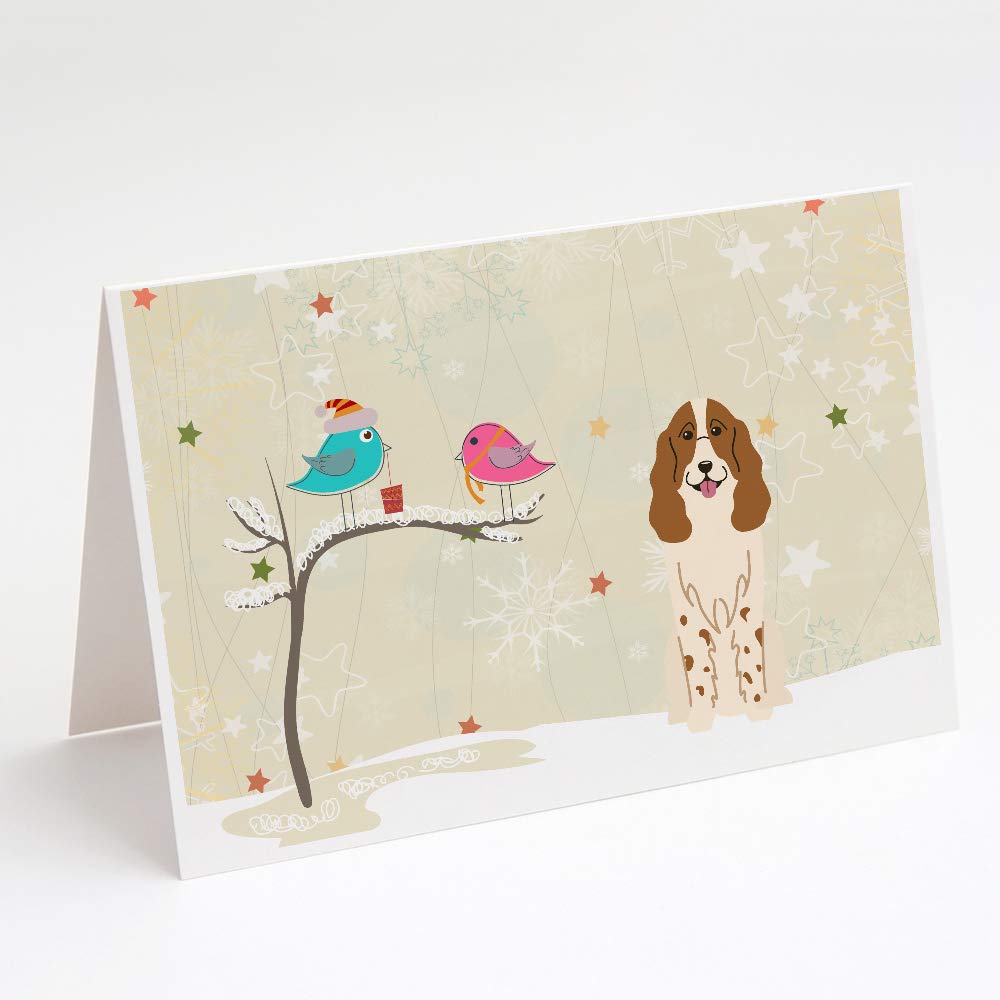 Russian Spaniel Christmas Greeting Cards - Pack of 8 Blank A7 (5x7) Note Cards with Envelopes | Whimsical Holiday Presents Between Friends | Perfect for Christmas Gifts, Holiday Mail & Festive Correspondence
