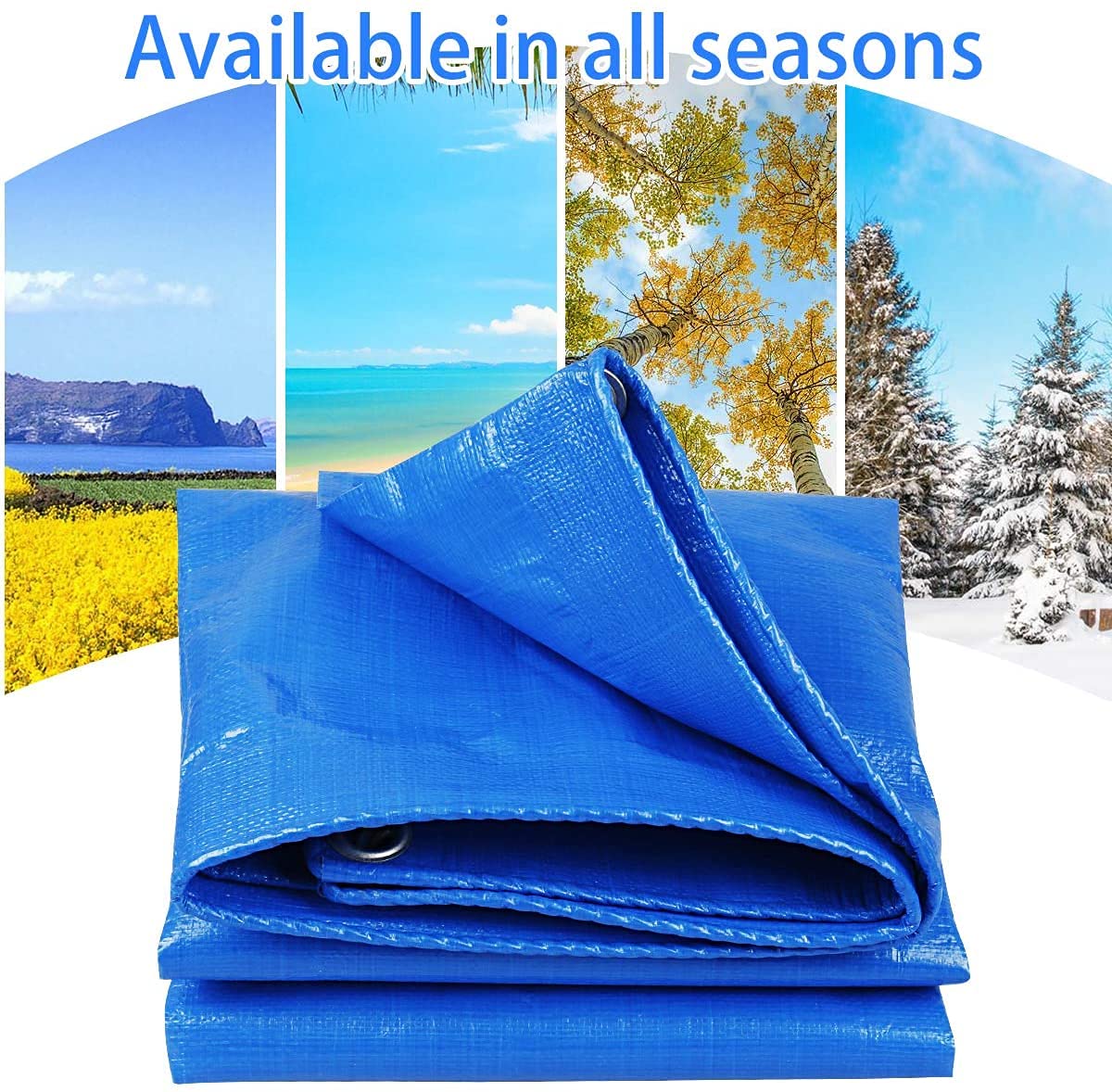 Heavy Duty Waterproof Poly Tarp 50x100ft - Blue Outdoor Cover for Roof, Camping, Patio & More | Durable Protection Against Rain, Sun & Wind