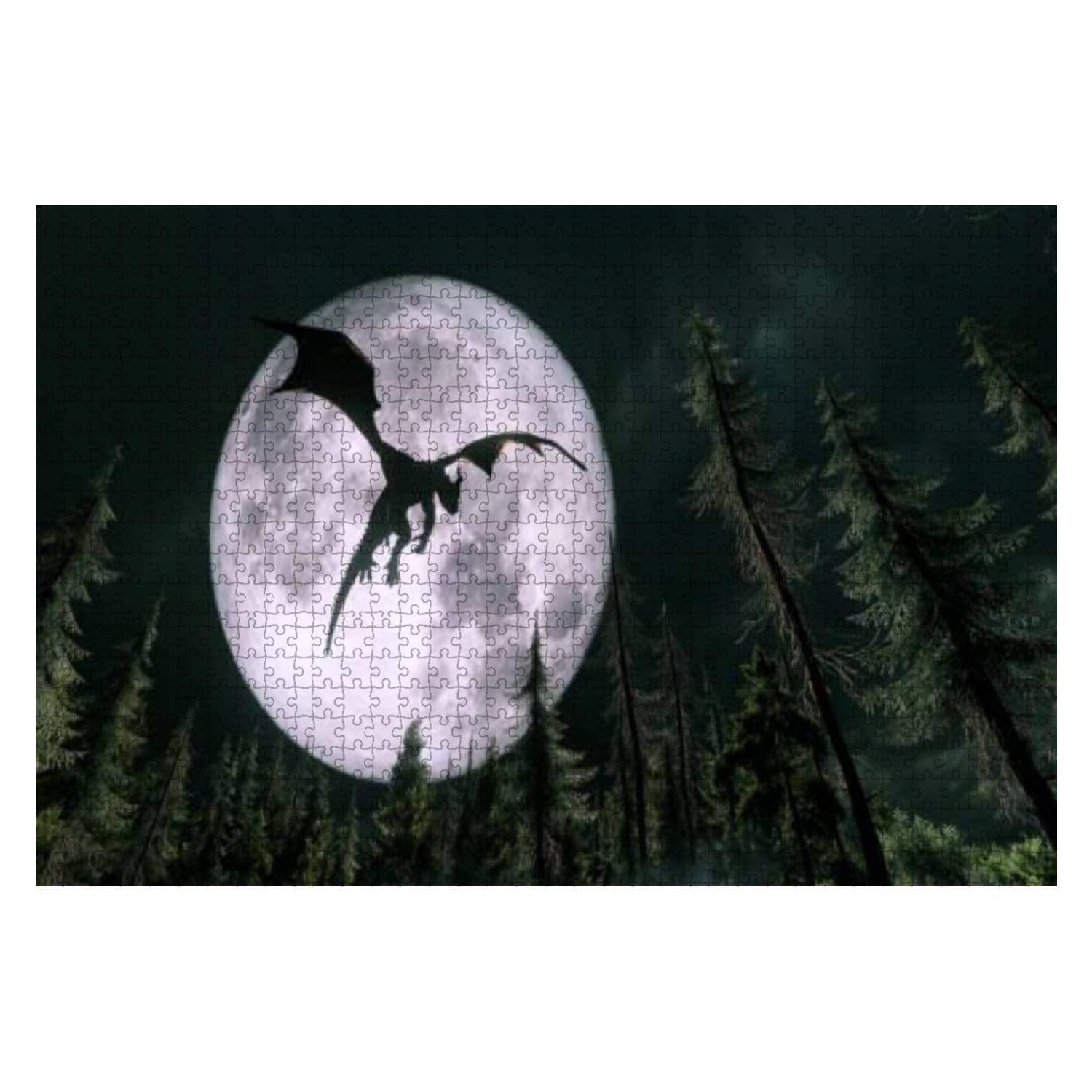 1000-Piece Dragon Flying in The Night Jigsaw Puzzle for Adults & Kids - Educational Wooden Puzzle Toy, Creative Game & Home Decor - Perfect for Family Game Nights, Stress Relief & Living Room Wall Art