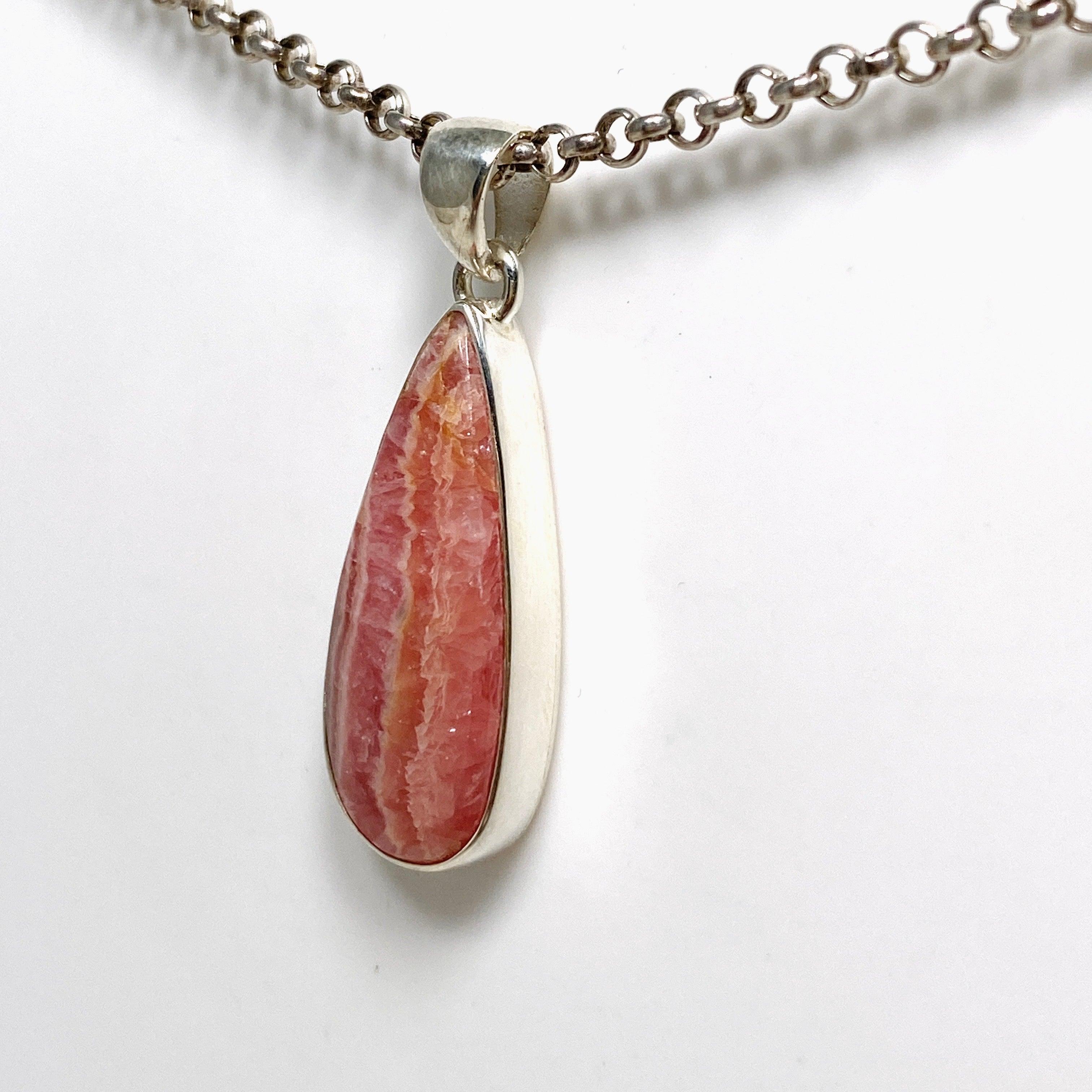 Rhodochrosite Teardrop Pendant Necklace KPGJ4328 - Elegant Gemstone Jewelry for Women, Perfect for Gifts, Weddings & Special Occasions