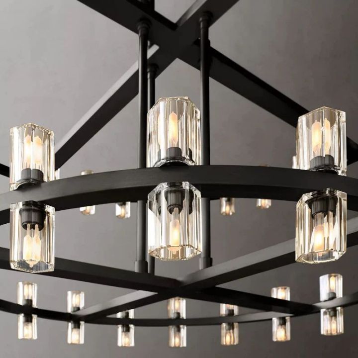 Elegant Aurora 2-Tier Round Wine Glass Chandelier with 60 Lights - Perfect for Dining Room, Kitchen Island, or Bar Decor