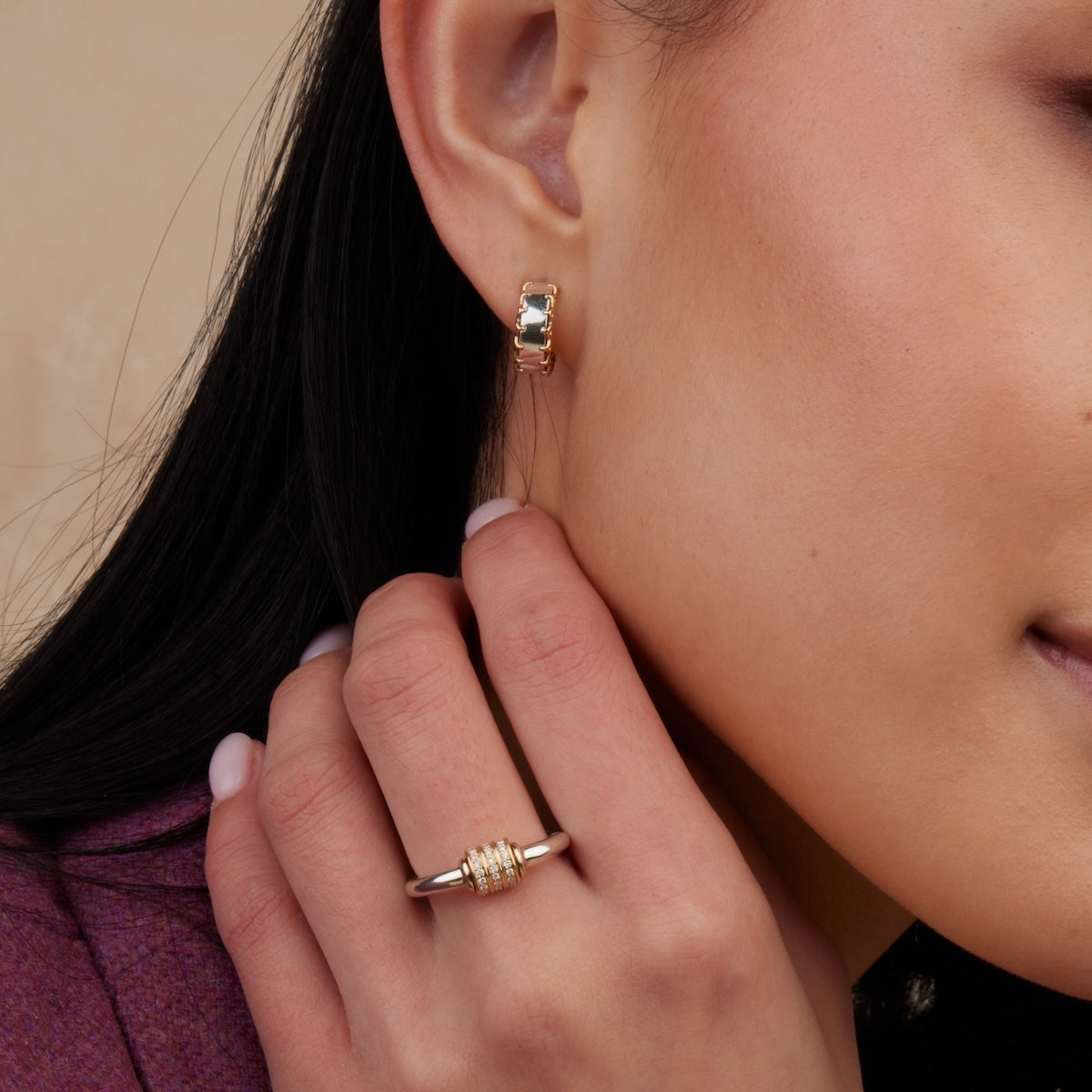 Mixed Metal Stitched Hoop Earrings for Women - Boho Chic Dangle Earrings for Everyday Wear & Special Occasions