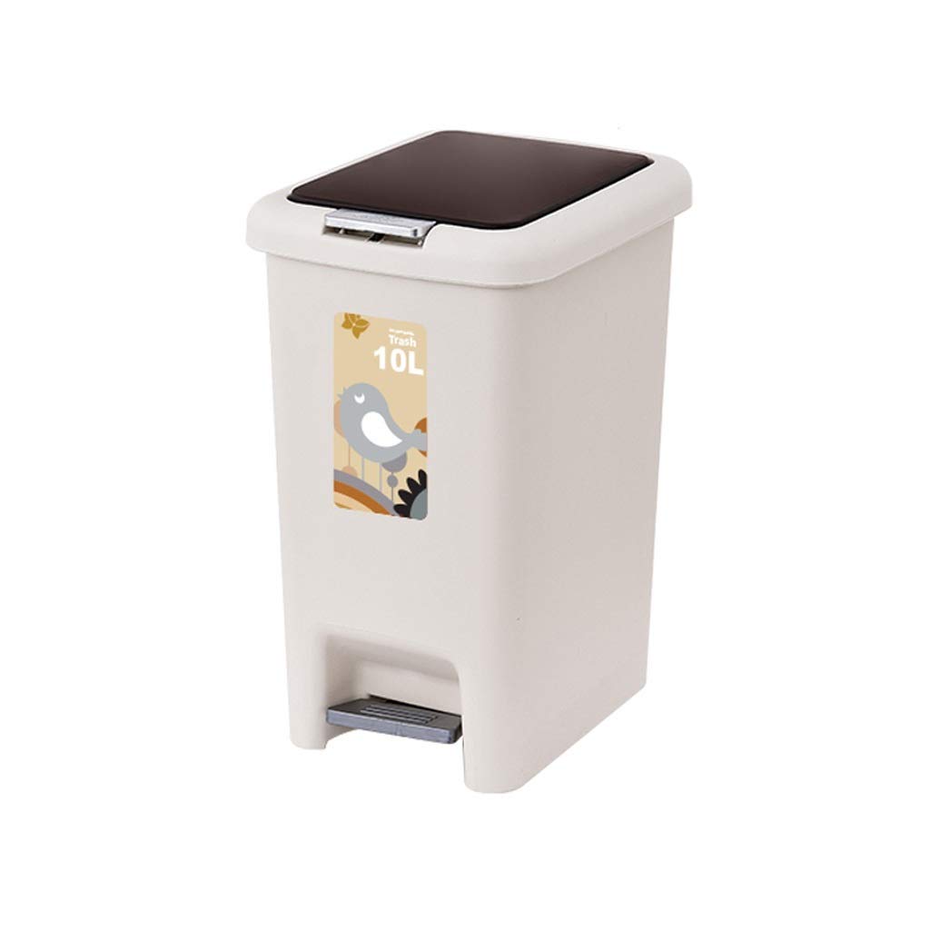 xiaokeai Step Pedal Trash Can with Lid - 10L/2.6Gal Stainless Steel Waste Bin for Kitchen, Bathroom, Office & Living Room - Hands-Free Garbage Bin with Foot Press (Beige) | Perfect for Home, Office & Commercial Spaces