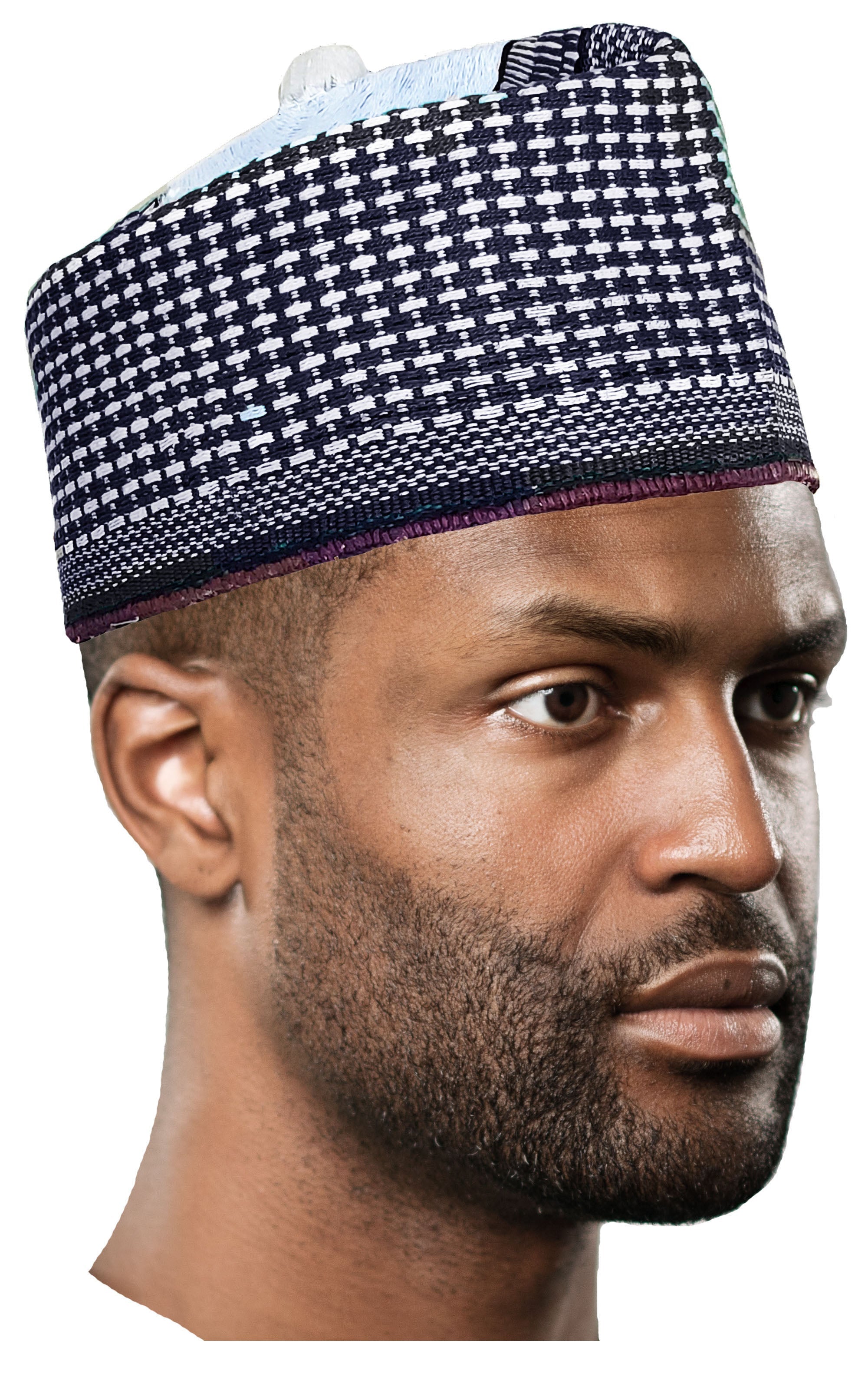 Handmade African Kufi Hat - Brahami Black & White Traditional Hausa Fulani Cap for Men | DPH629 | Perfect for Weddings, Cultural Events & Daily Wear