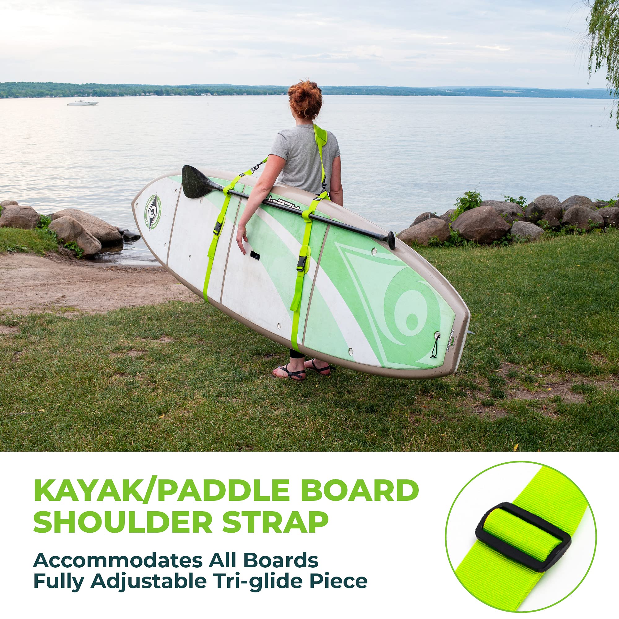 Gradient Fitness Kayak Paddle Board Surfboard Shoulder Strap - Hands-Free SUP Carrying Strap for All Size Boards | Perfect for Kayaking, Paddleboarding & Surfing Adventures
