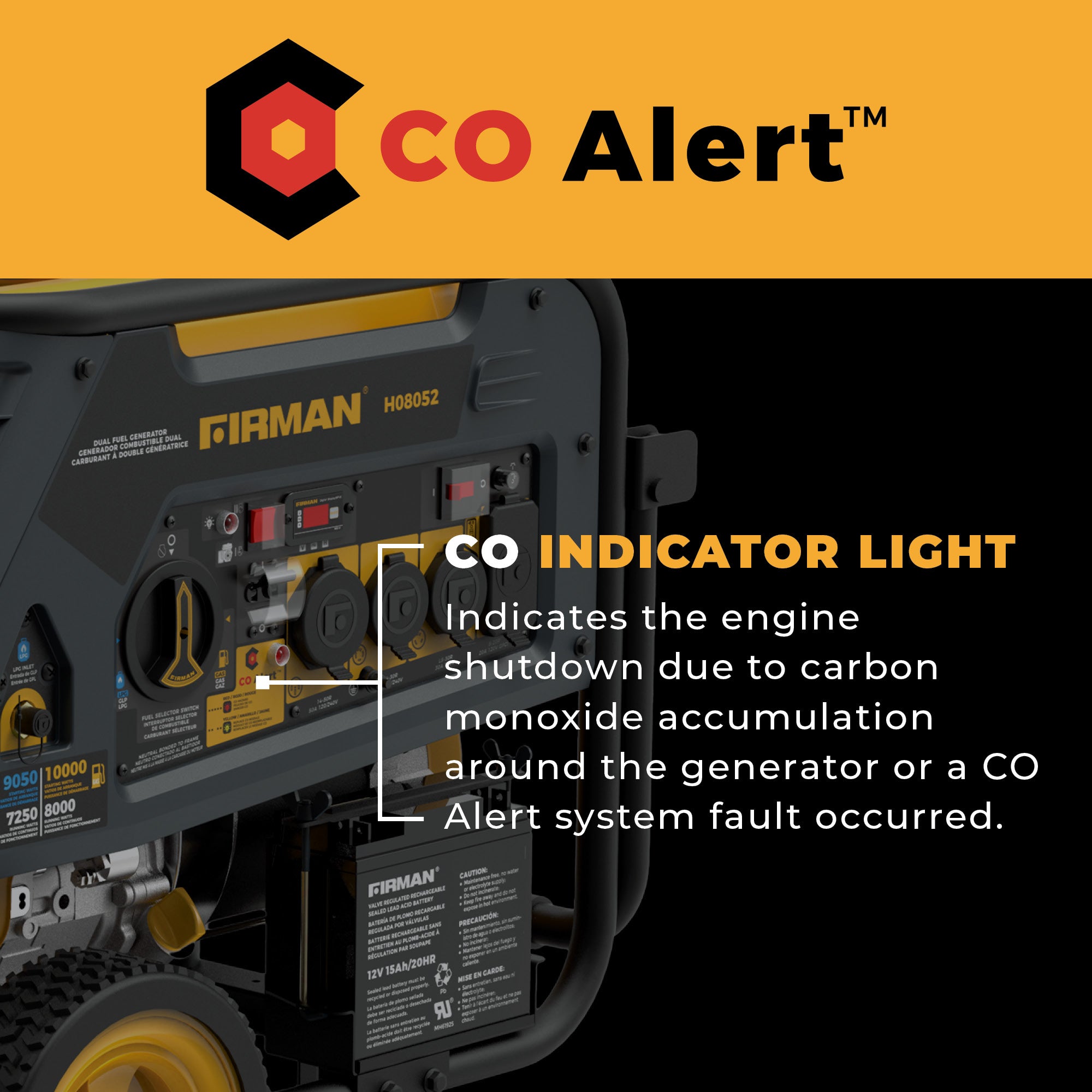 10000W Dual Fuel Portable Generator with Electric Start - 120/240V Output & CO Alert - Perfect for Home Backup Power, Camping, and Outdoor Events