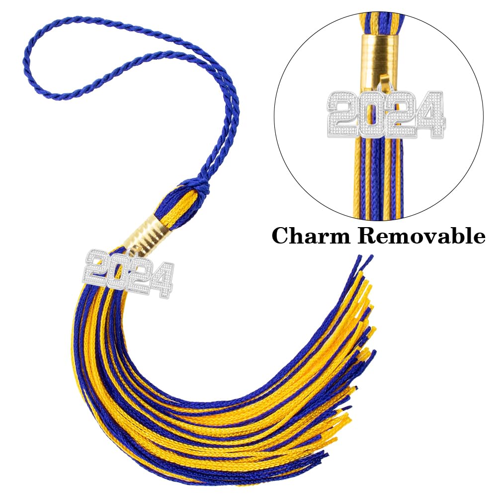 2024 Graduation Tassel Charms - Silver Cap Tassel Decorations for High School & College Graduation Parties, Commencement Ceremonies & Photo Props