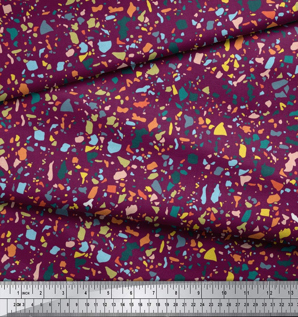 Soimoi Moss Georgette Pink Fabric by The Yard - 42 Inch Wide Aboriginal Mosaic Inspired Printed Textile for Unique DIY Projects, Cultural Artistic Patterns - Perfect for Dresses, Curtains & Home Decor