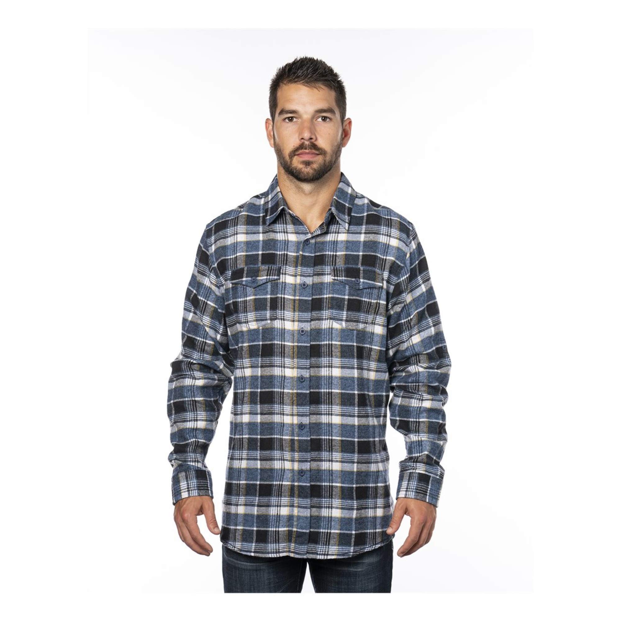 Burnside Men's Yarn-Dyed Long Sleeve Flannel Shirt - Soft Plaid Button-Up for Casual Wear & Outdoor Activities