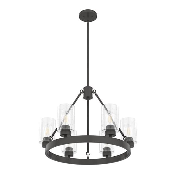 Hunter Hartland 6-Light Chandelier in Nickel Bronze - Elegant Dining Room Lighting Fixture for Modern Home Decor