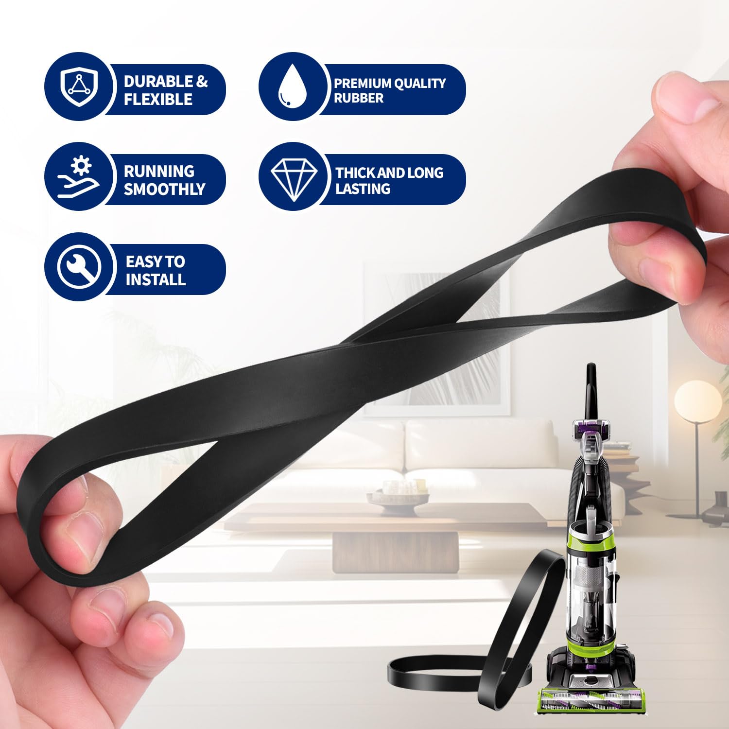 Bissell Vacuum Replacement Belt - Compatible with Powerforce, Helix, Powerlifter, Cleanview, Swivel Rewind & Pet Models (Style 7/9/10, P/N 3031120, 2031093, 32074, 3031123) - 2 Pack - Perfect for Home Cleaning & Pet Hair Removal