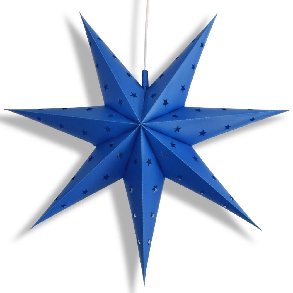 30 Inch Dark Blue 7-Point Weatherproof Star Lantern Lamp - Outdoor Hanging Decoration for Patio, Garden, Porch & Backyard (Shade Only) - Perfect for Christmas, Halloween & Party Decor