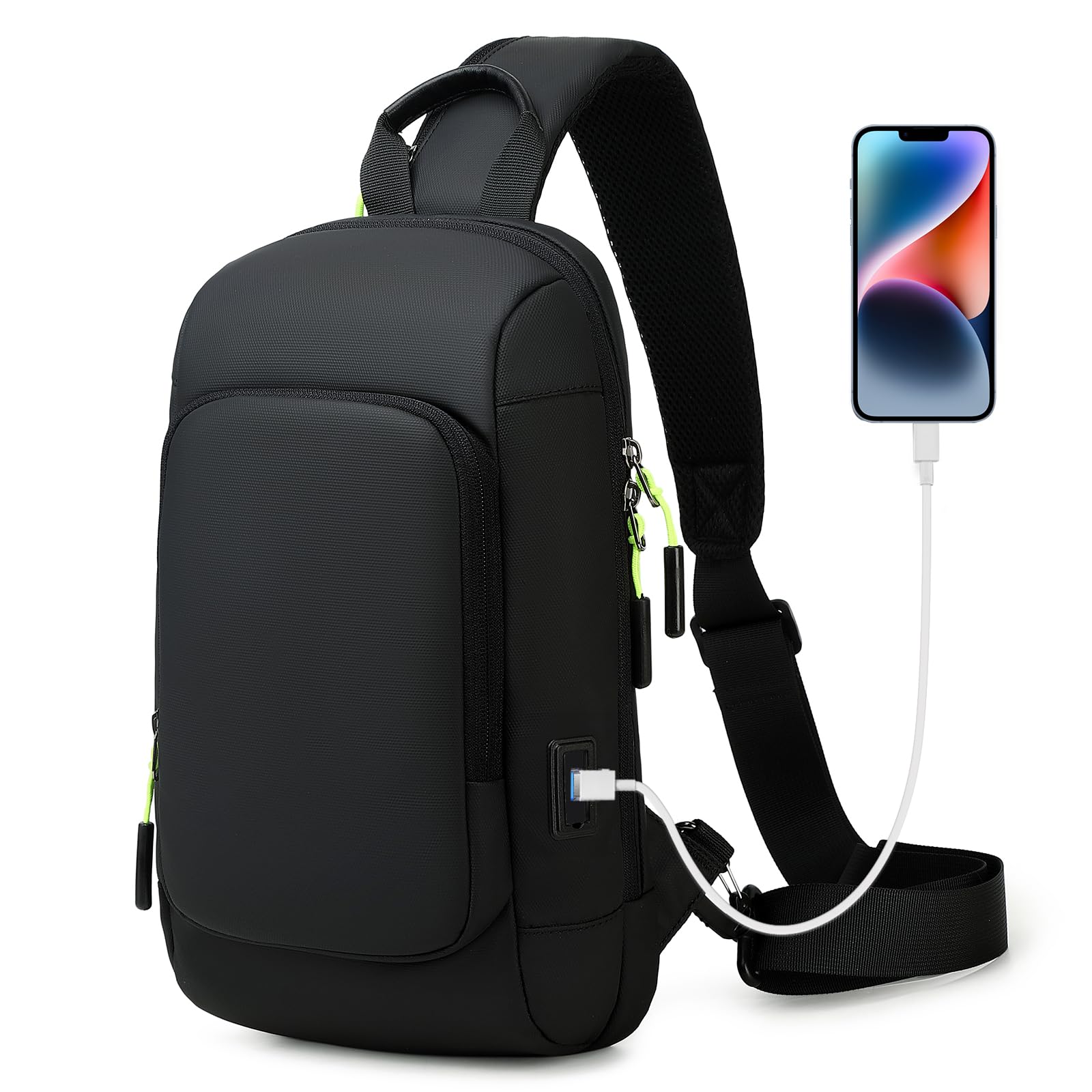 Waterproof Crossbody Sling Bag for Men with USB Charging Port - Lightweight Casual Daypack for Travel, Hiking & Daily Commute