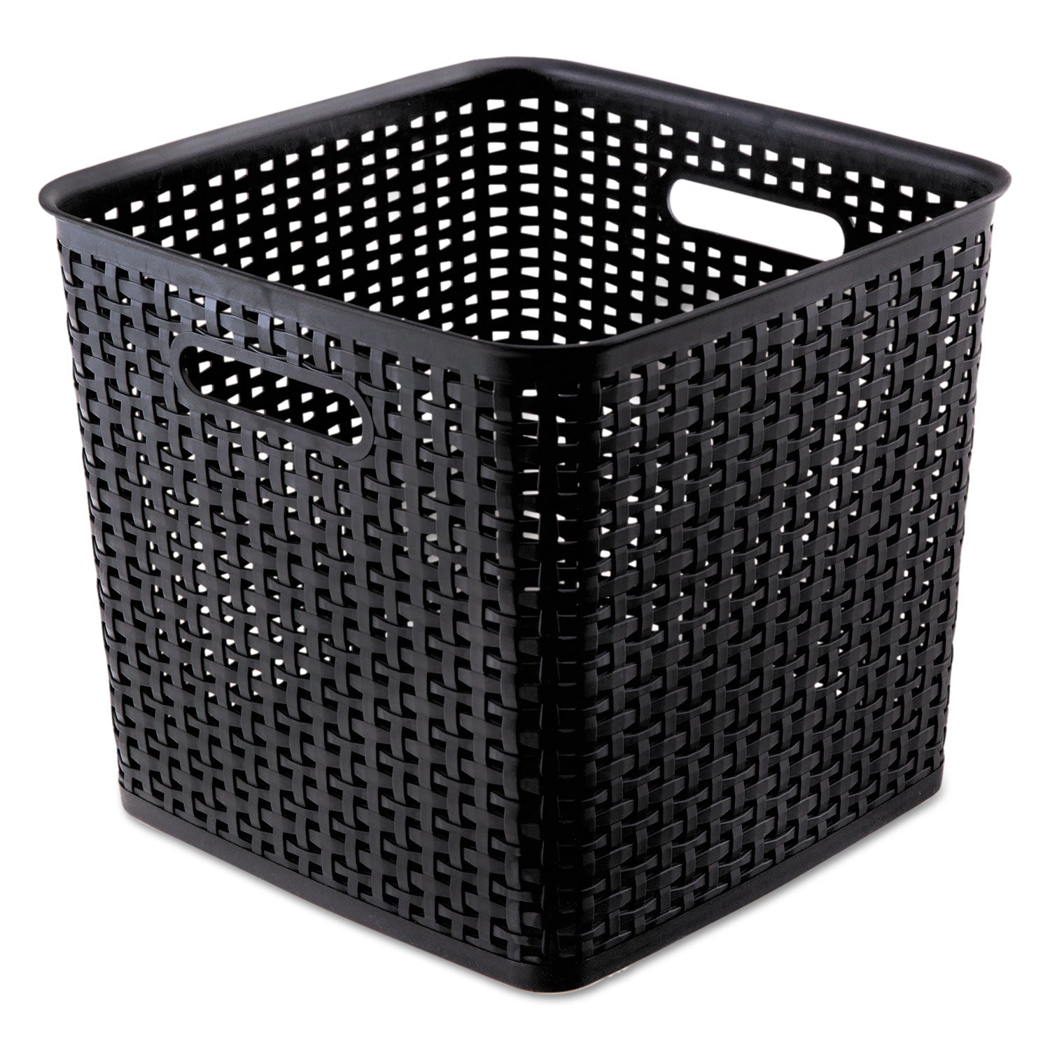 Advantus Extra Large Plastic Weave Storage Bin - 12.5 x 12.5 x 11.13 Inches, Black (2-Pack) - Perfect for Home Organization, Closet Storage & Office Supplies