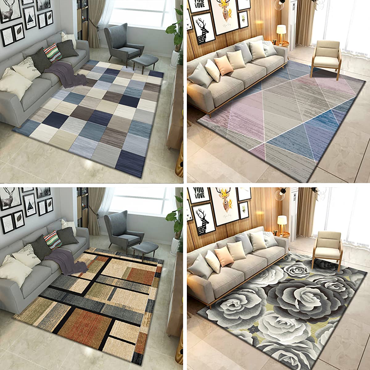 31.5x47.24 Inch Modern Geometric Print Non-Slip Washable Area Rug - Soft Living Room Carpet for Bedroom, Dining Room & Home Decor - Perfect for Cozy Spaces & High-Traffic Areas