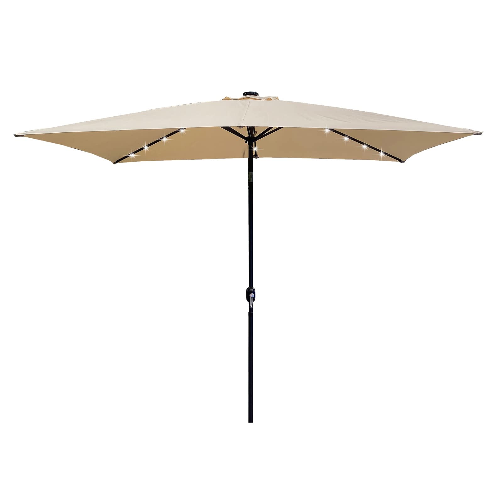 GXP 10 Ft x 6.5 Ft Rectangular Outdoor Patio Umbrella with Crank - Heavy Duty Weather Resistant, 6 Sturdy Ribs, Tan - Perfect for Backyard, Poolside, and Beach Shade Protection