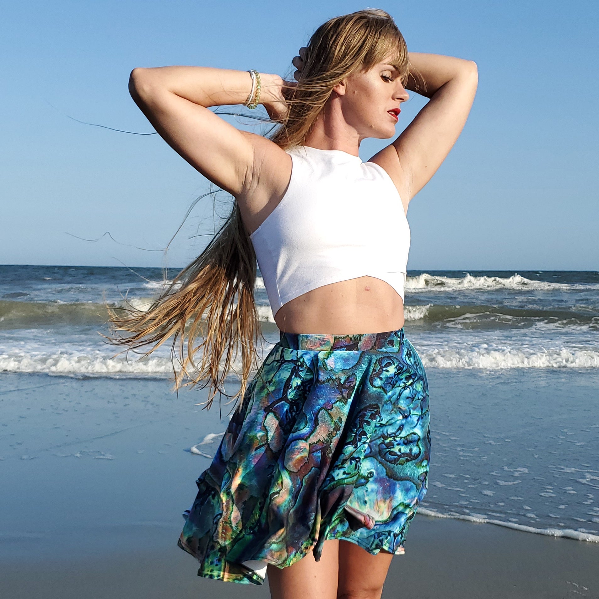 Abalone Skater Skirt for Women - XS Size Flowy A-Line Mini Skirt | Perfect for Casual Outfits, Date Nights & Summer Fashion