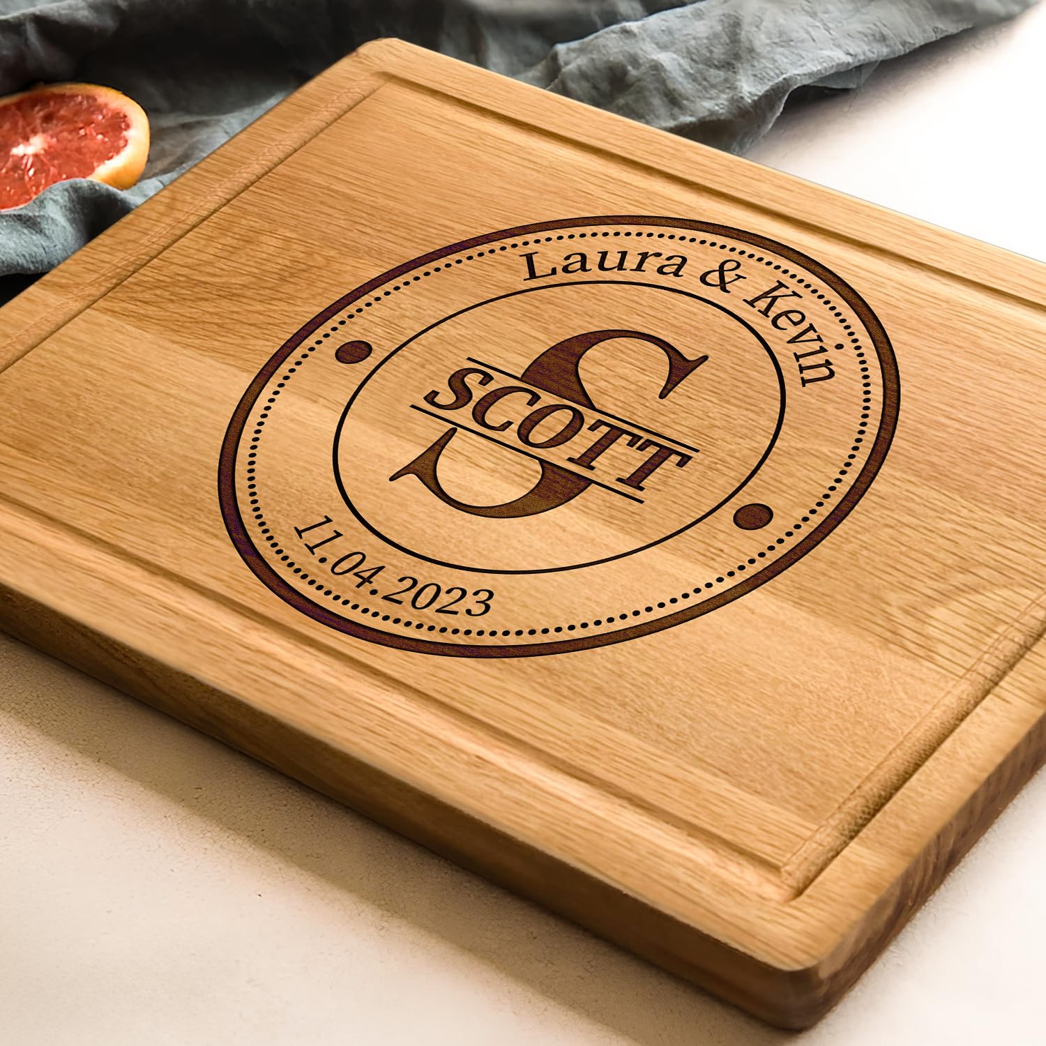 Custom Engraved Wooden Cutting Board - Personalized Wedding, Anniversary & Housewarming Gift for Couples, Parents & New Homeowners - Beechwood Kitchen Decor for Cooking & Entertaining (Medium Size)