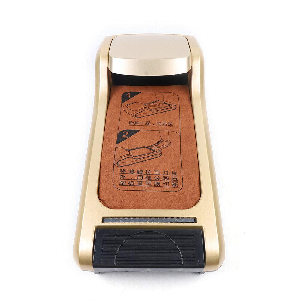 LOYALHEARTDY Portable Automatic Shoe Cover Dispenser Machine with Shoe Film - Hygienic Footwear Protection for Home, Lab, Office, Hotel, Exhibition & Workshop - Gold Finish | Ideal for Clean Rooms, Medical Facilities & High-Traffic Areas