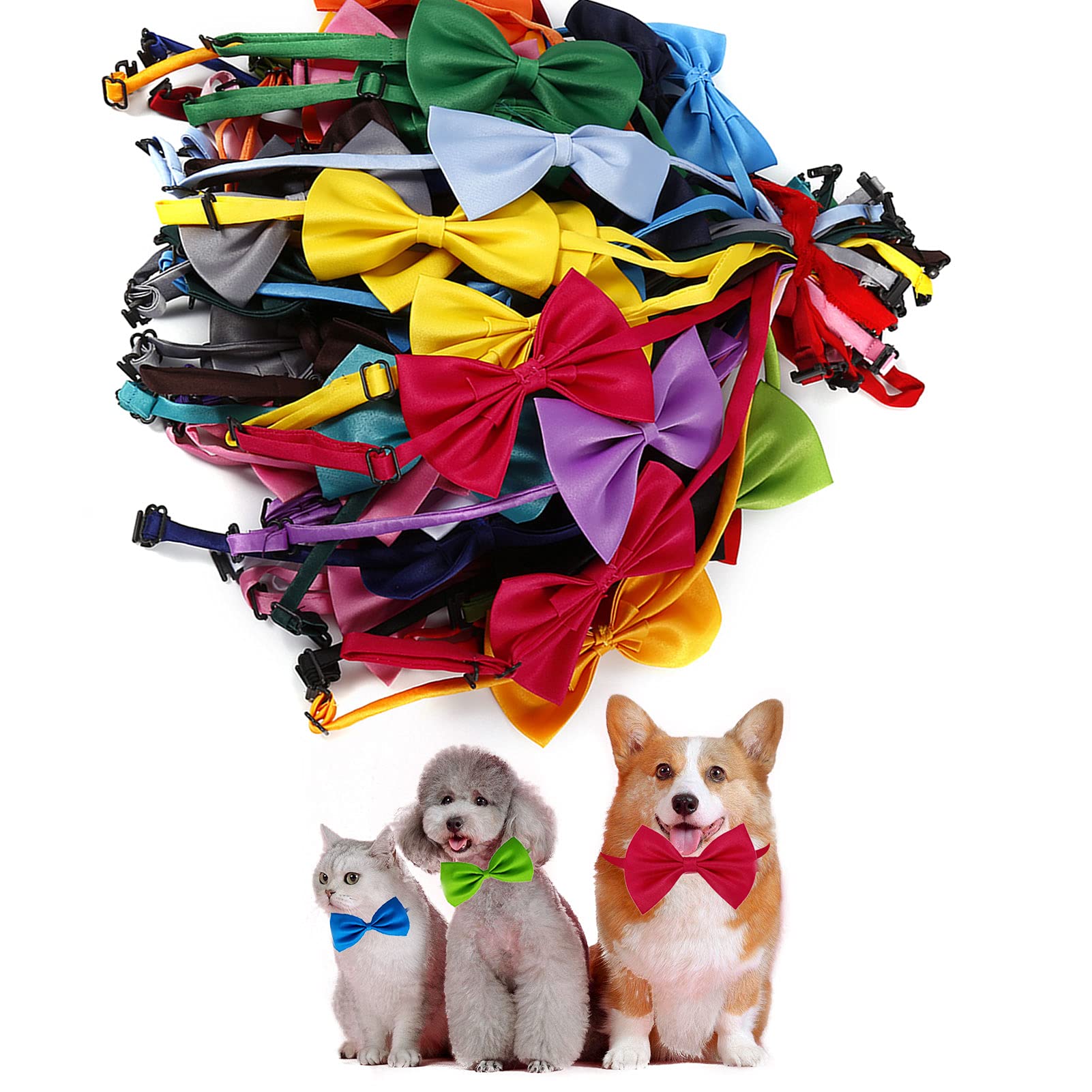 PINKK 200PCS Adjustable Dog Bow Ties - Bulk Pet Neck Bows for Puppy Collars, Christmas Birthday Party Accessories | Perfect for Pet Grooming, Holiday Photos & Special Occasions