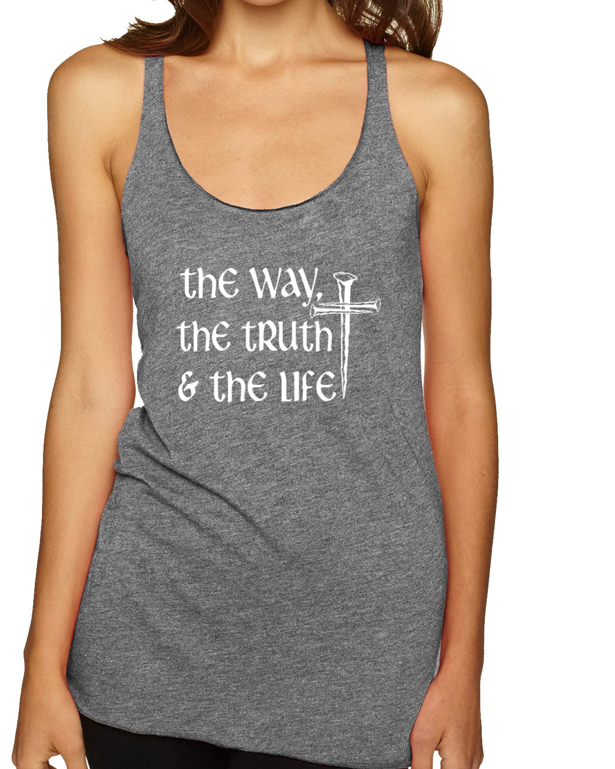 Inspirational Christian Tri-Blend Racerback Tank Top - The Way, The Truth & The Life - Comfortable & Stylish for Church, Bible Study & Everyday Wear