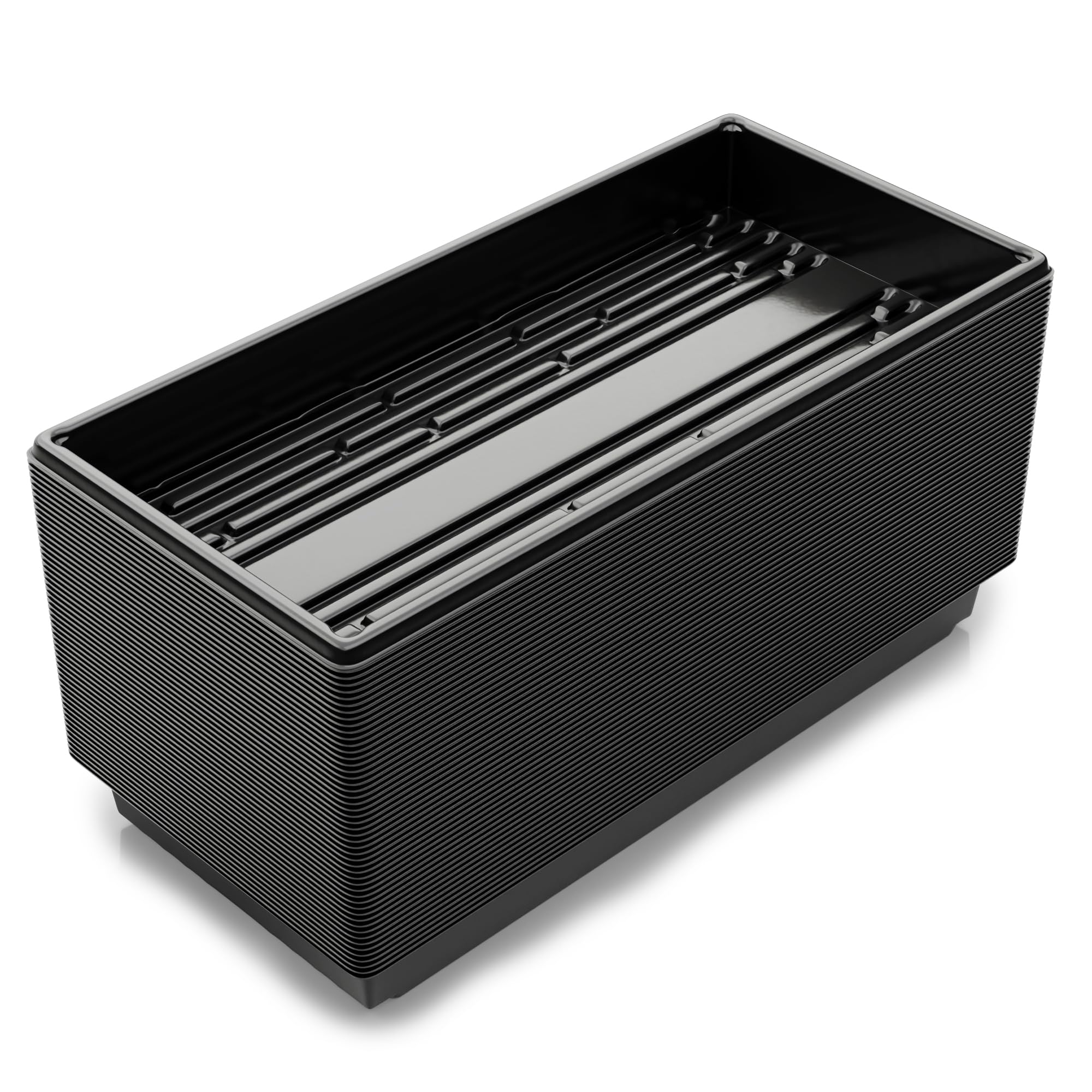 50 Pack 10x20 Inch Black Plastic Plant Propagation Trays - Seed Starting, Microgreens, Hydroponics & Gardening Supplies - No Drain Holes for Indoor/Outdoor Plant Growing & Greenhouse Use