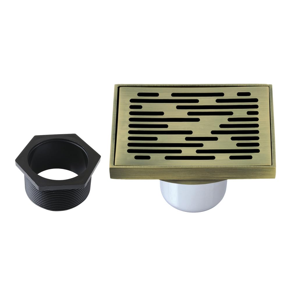 Kingston Brass BSF6310AB Watercourse Shower Drain in Antique Brass Finish - Premium Bathroom Drainage Solution for Showers and Wet Rooms