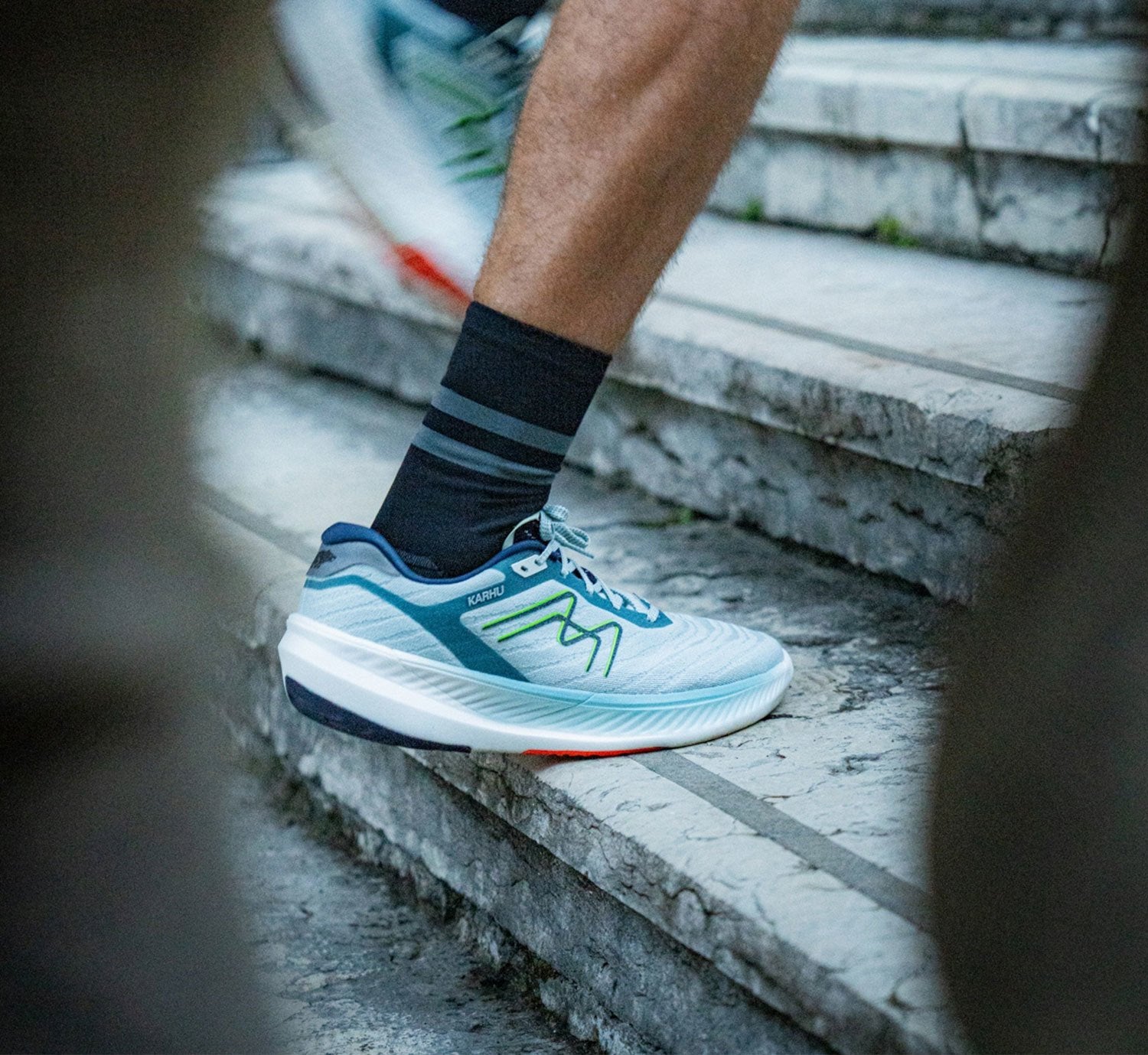 Men's Fusion 4.0 HIVO Running Shoes - Sky Gray/Green Flash - Lightweight Athletic Sneakers for Jogging, Gym & Outdoor Workouts