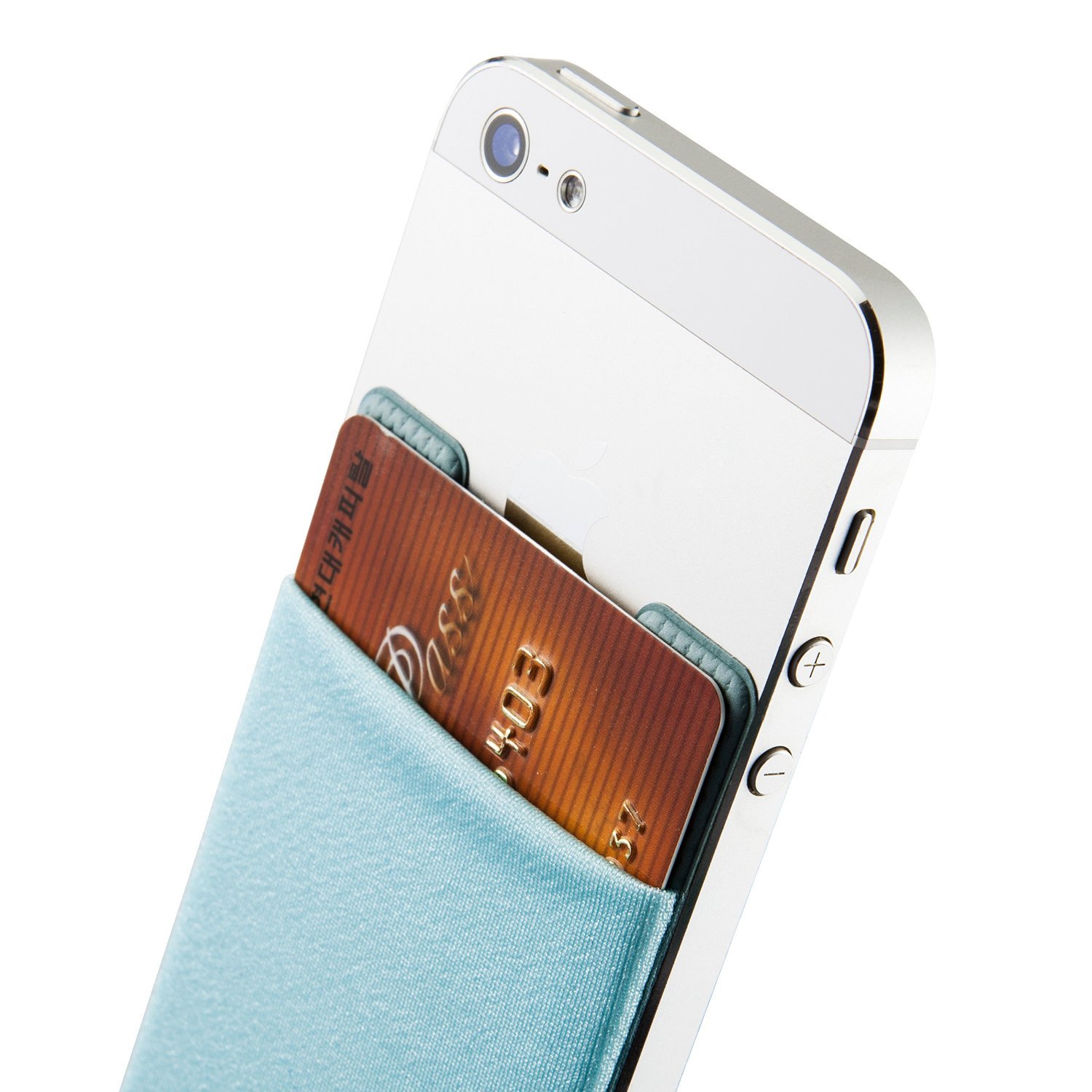 Sinjimoru Basic Sticky Phone Wallet - Slim Adhesive Card Holder for iPhone, Stretchy Back of Phone Pouch (Light Blue) | Perfect for Cards, Cash & ID While On-the-Go