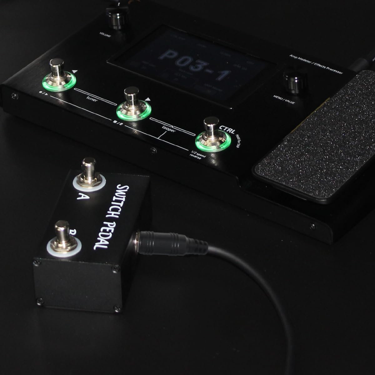 Dual Switch Guitar Effect Pedal with TRS Cable - Unlatch Footswitch for Boss, Line 6 & More - Perfect for Live Performances & Studio Recording