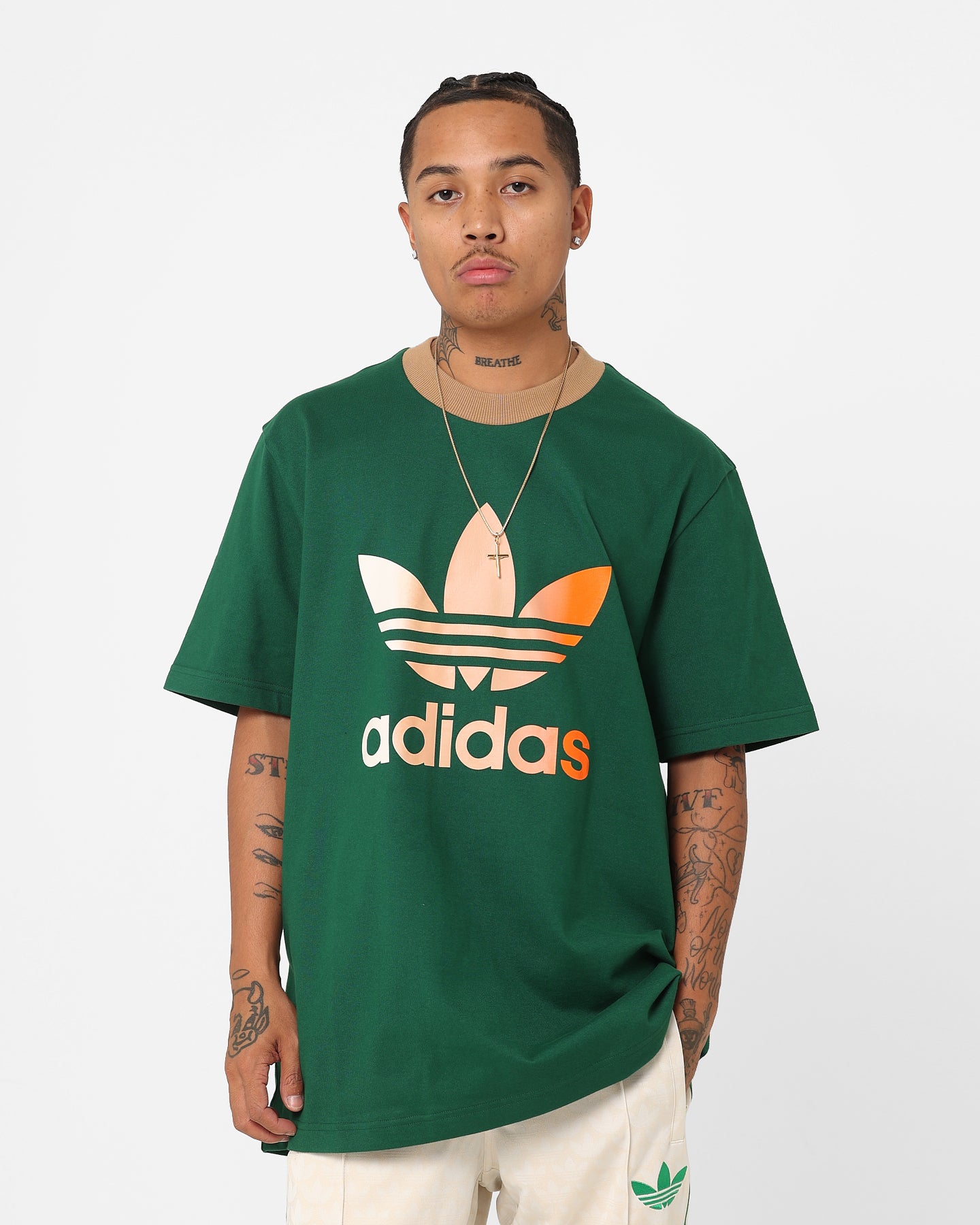 Adidas Adicolor Trefoil T-Shirt for Men - Dark Green Cotton Casual Tee | Streetwear, Gym & Everyday Wear