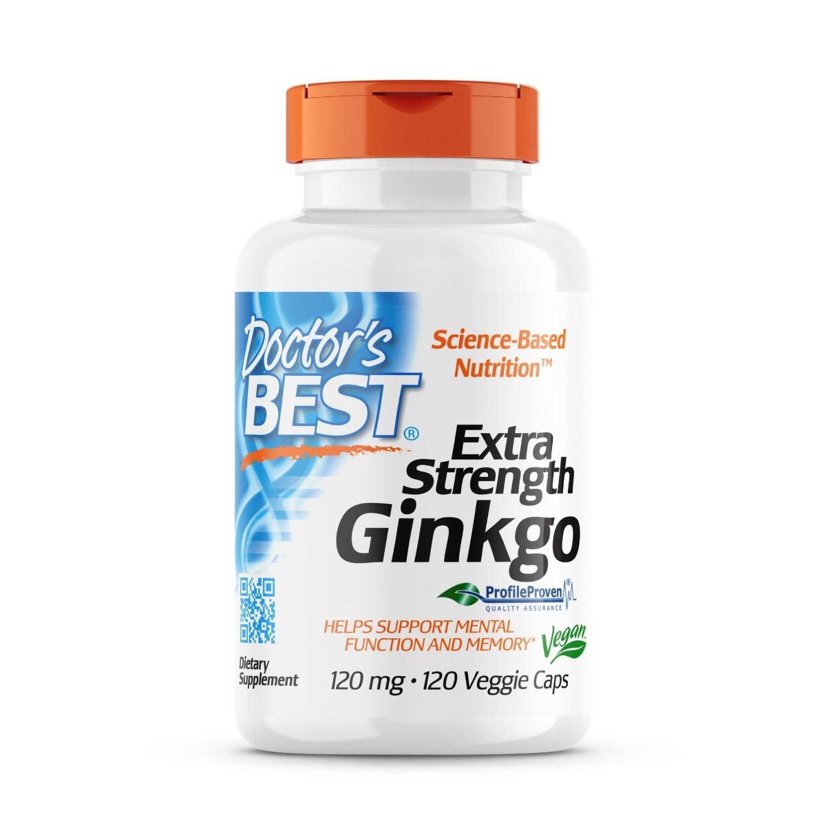Doctor's Best Extra Strength Ginkgo Biloba 120mg - 120 Vegetarian Capsules for Memory Support & Brain Health - Supports Focus, Circulation & Cognitive Function