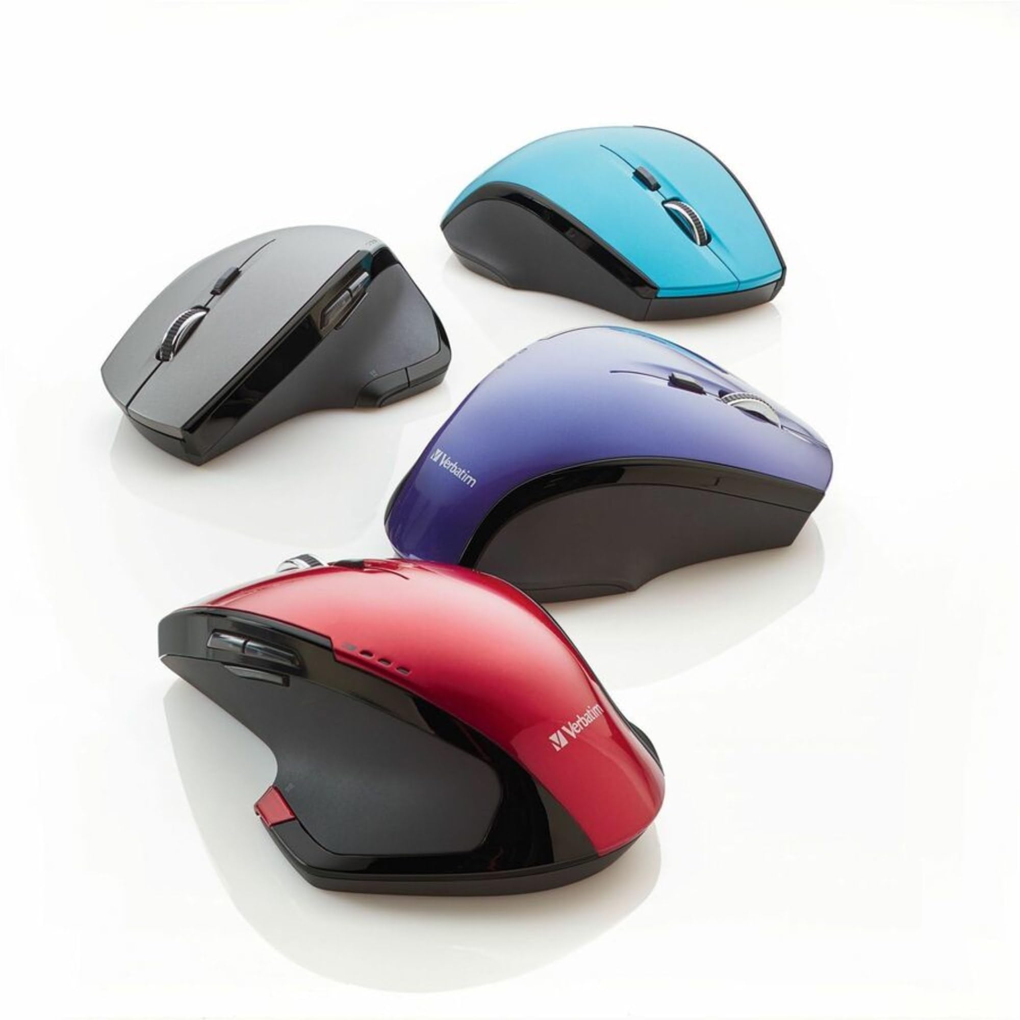 Verbatim Wireless 8-Button Ergonomic Mouse with Blue LED - Portable Purple Mouse for Mac & Windows, Ideal for Office & Home Use