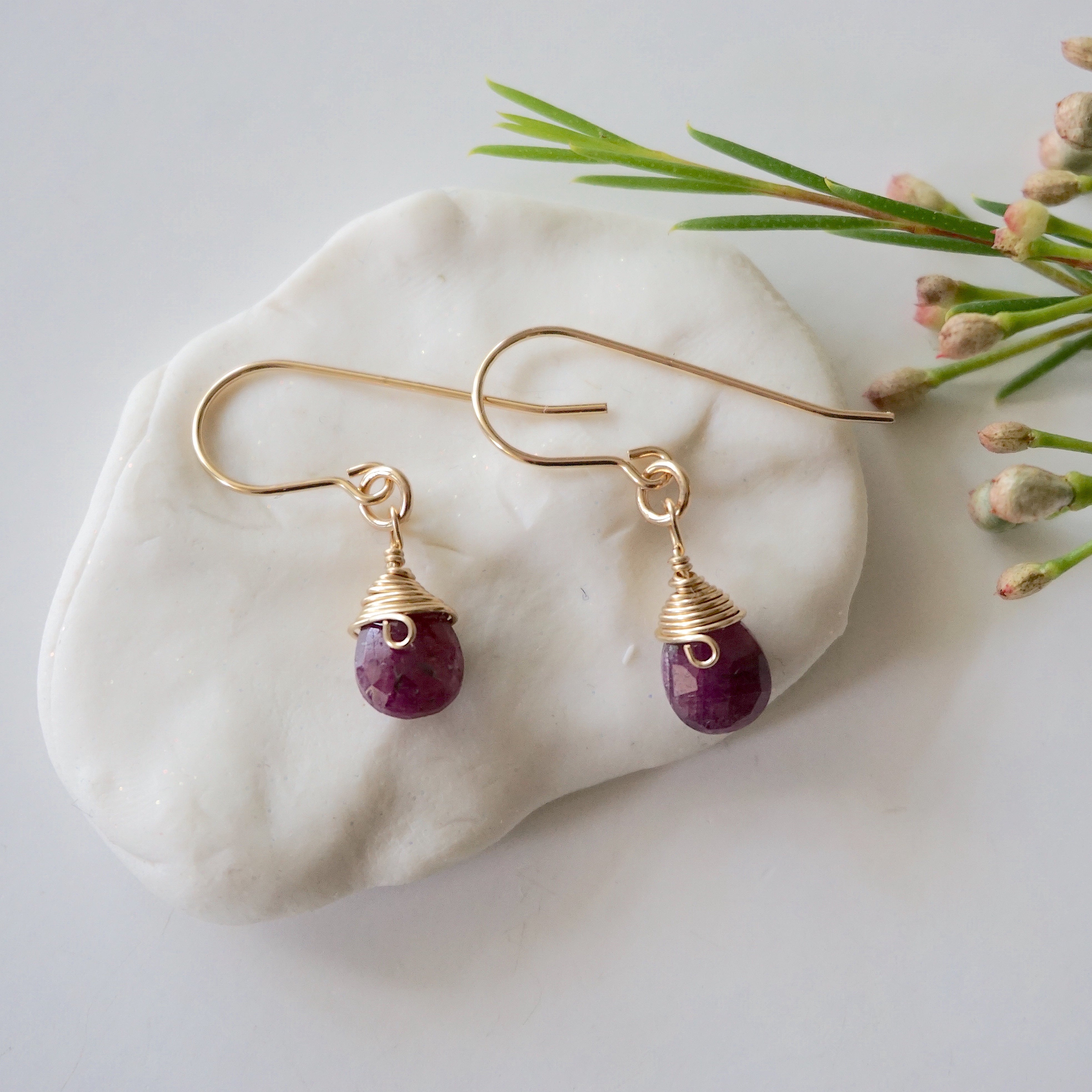 14K Gold Filled Ruby Teardrop Earrings for Women - Elegant Dangle Earrings for Party, Wedding & Special Occasions
