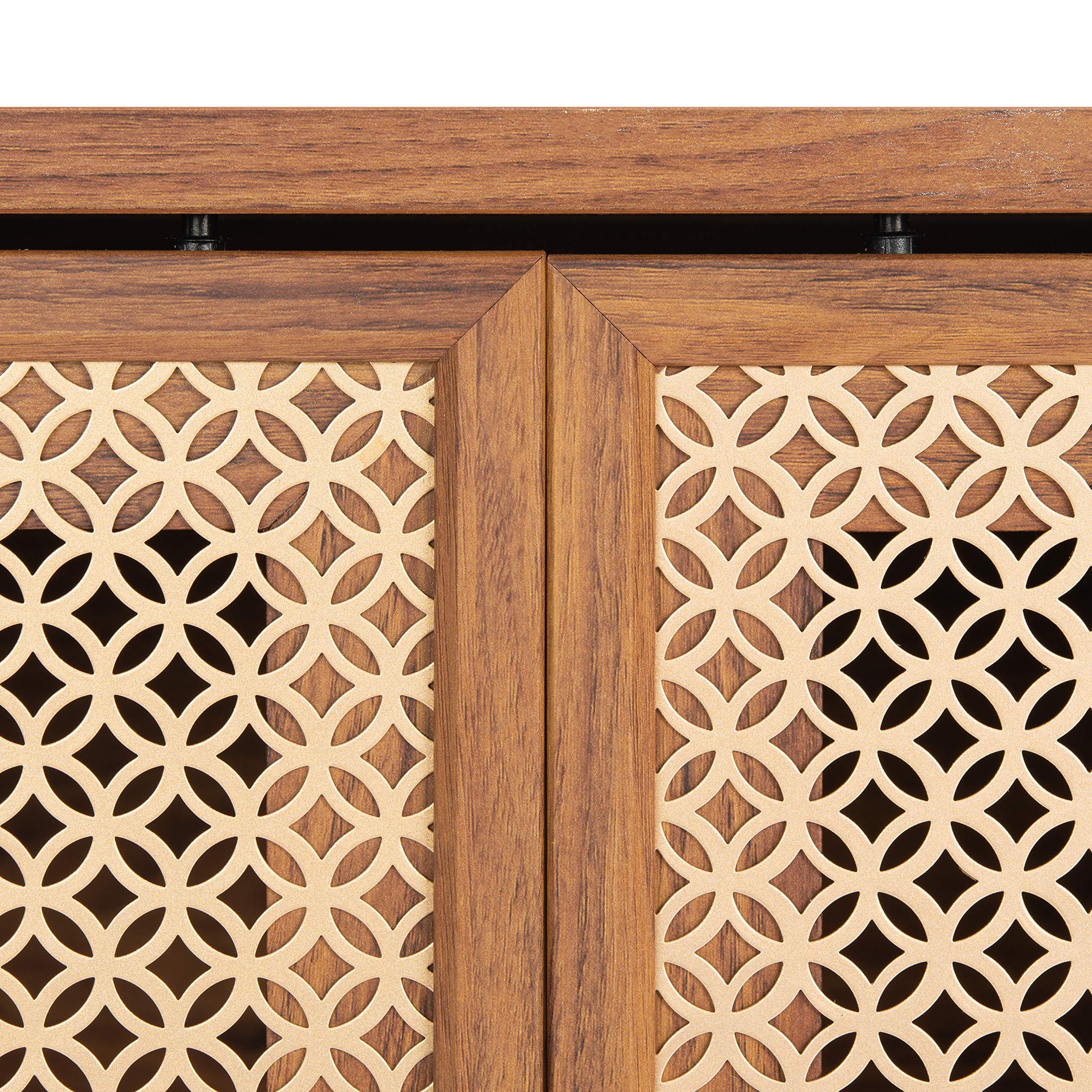SAFAVIEH Home Collection Ceu Walnut and Gold 3-Drawer 1-Shelf TV Stand for Flat Screens up to 65 Inches - Modern Media Console for Living Room, Bedroom & Home Theater Storage