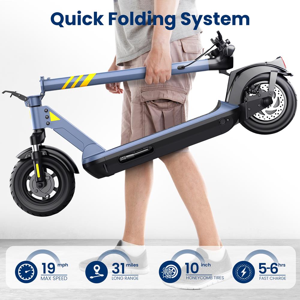 Foldable Electric Scooter for Adults - Lightweight & Portable Commuter Scooter with Long Battery Life - Perfect for Urban Travel, Campus Commute & Last-Mile Transportation