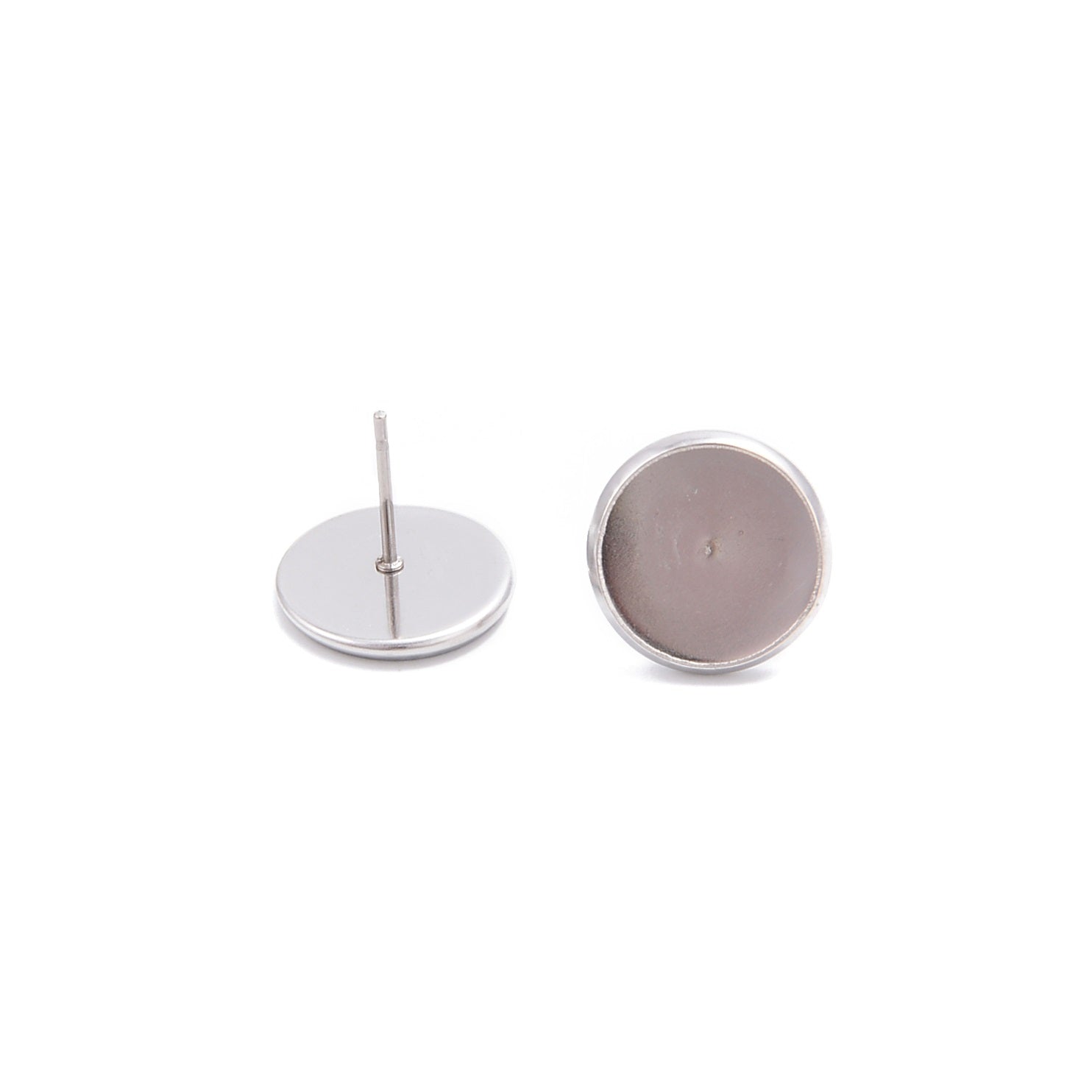304 Stainless Steel Silver Earring Studs - 12mm Ear Posts - Hypoallergenic Piercing Jewelry (24 Pieces) - Perfect for Daily Wear, Gifts & Professional Piercing Studios