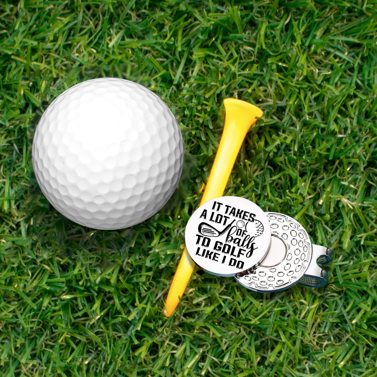 Funny Golf Ball Marker with Magnetic Hat Clip - Perfect Golf Accessories & Gifts for Men, Dad, Grandpa - Great for Golf Enthusiasts & Birthday Presents - Ideal for Golf Courses, Tournaments & Casual Play