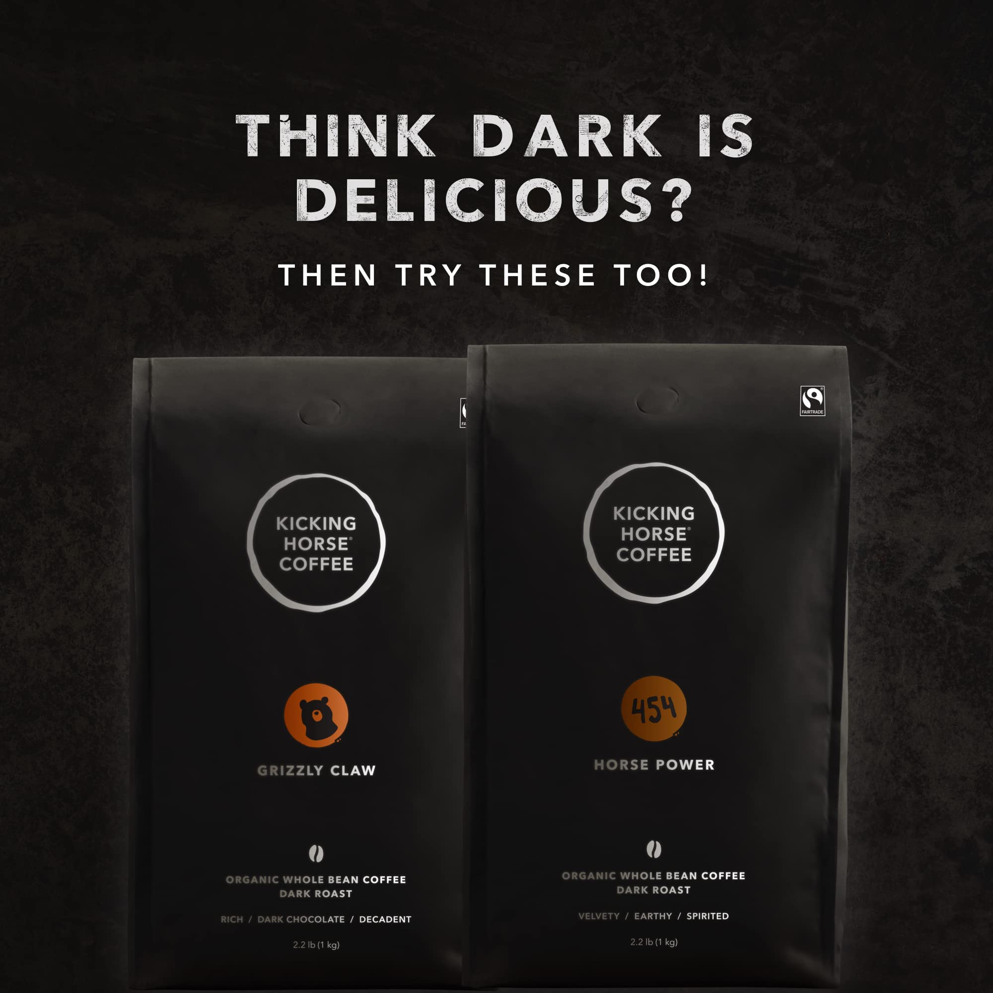 Kicking Horse Coffee Kick Ass Dark Roast Whole Bean - Certified Organic, Fair Trade, Kosher, 1 Kg (Pack of 6) - Bold & Smooth Flavor for Home Brewing, Office Use & Gifts